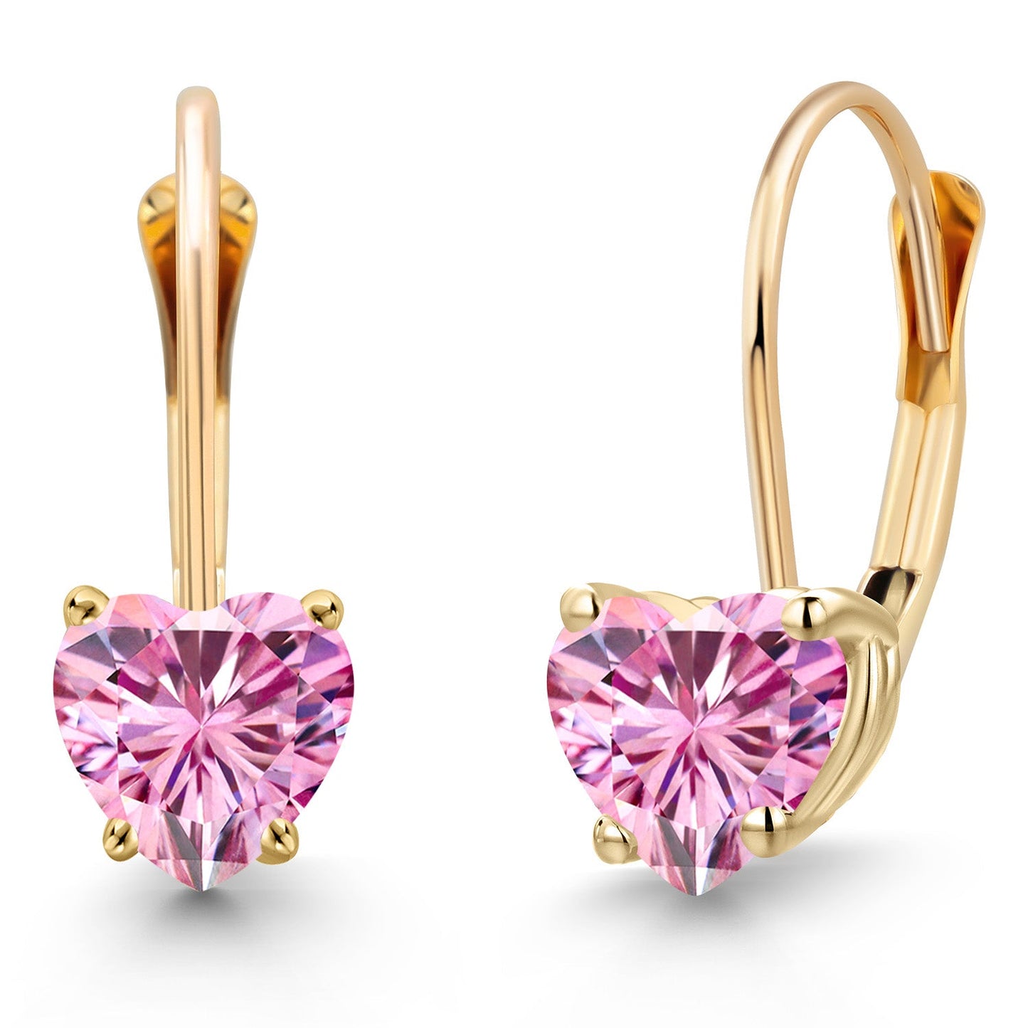 5MM Heart Shape Gemstone Birthstone Leverback Earrings for Women In 14K Yellow Gold | Fine Jewelry Gifts for Her Mom Women Wife | Gold Heart Earrings