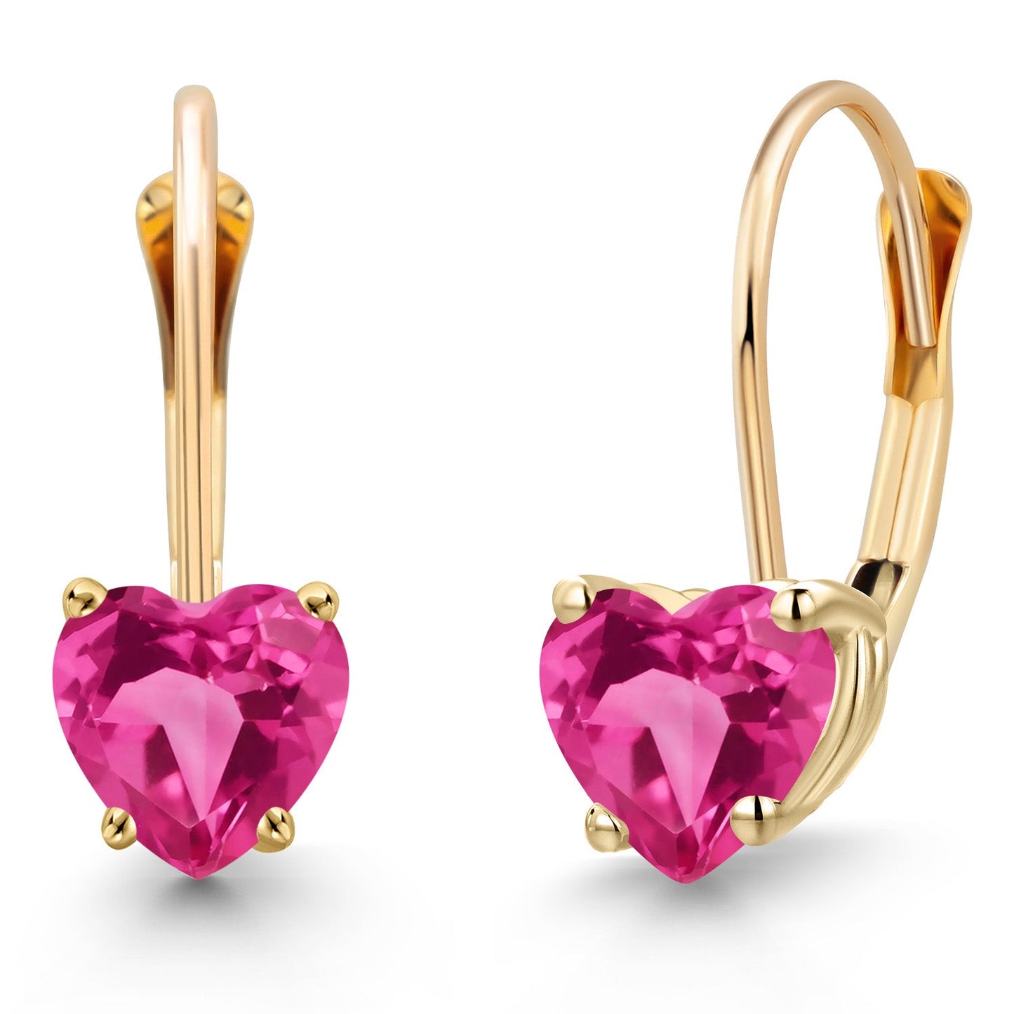 5MM Heart Shape Gemstone Birthstone Leverback Earrings for Women In 14K Yellow Gold | Fine Jewelry Gifts for Her Mom Women Wife | Gold Heart Earrings