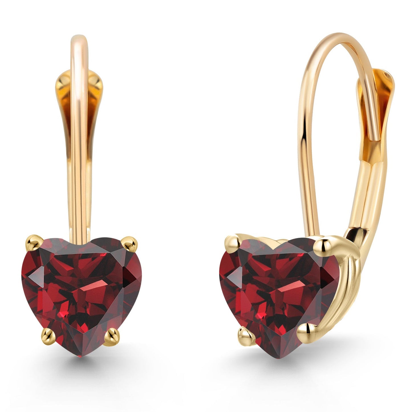 5MM Heart Shape Gemstone Birthstone Leverback Earrings for Women In 14K Yellow Gold | Fine Jewelry Gifts for Her Mom Women Wife | Gold Heart Earrings