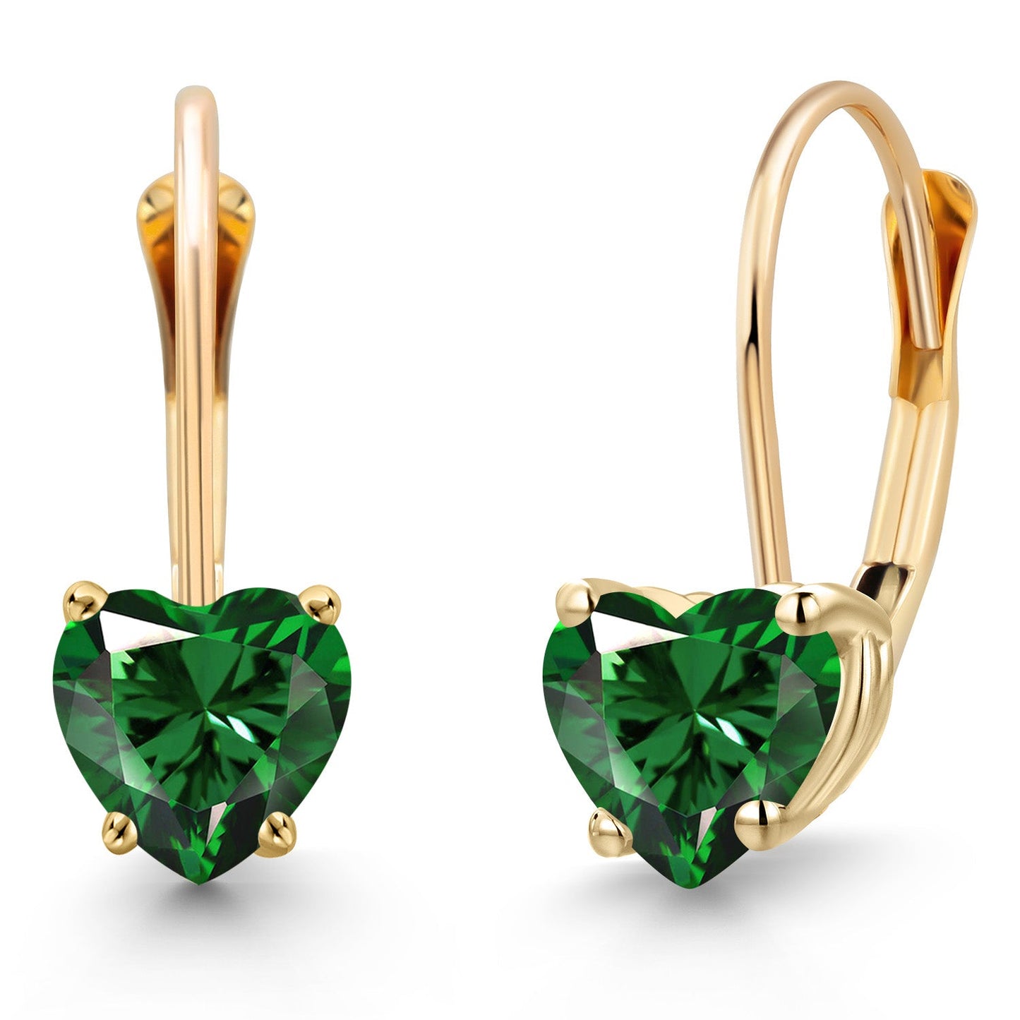 5MM Heart Shape Gemstone Birthstone Leverback Earrings for Women In 14K Yellow Gold | Fine Jewelry Gifts for Her Mom Women Wife | Gold Heart Earrings