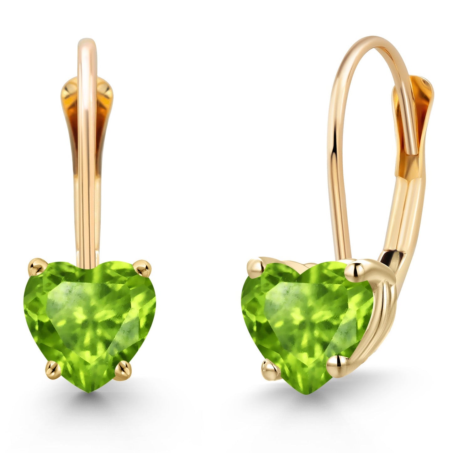 5MM Heart Shape Gemstone Birthstone Leverback Earrings for Women In 14K Yellow Gold | Fine Jewelry Gifts for Her Mom Women Wife | Gold Heart Earrings