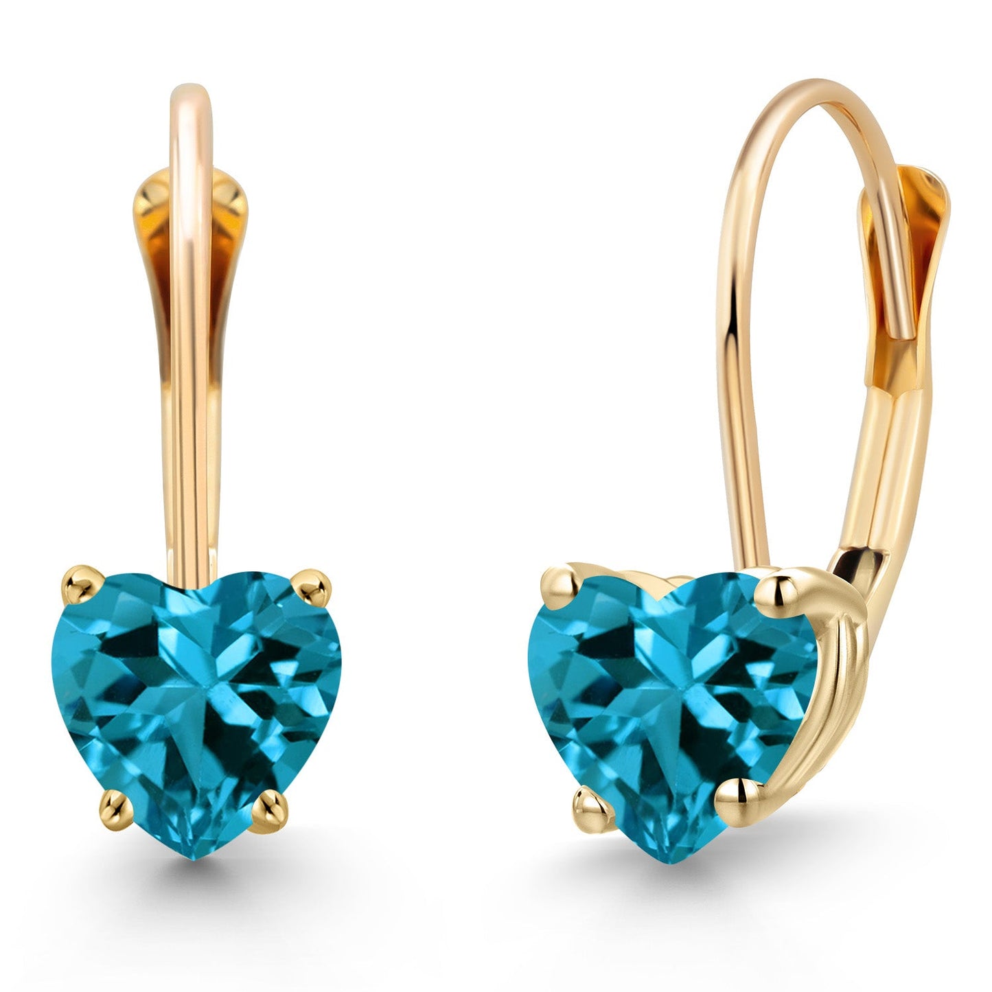 5MM Heart Shape Gemstone Birthstone Leverback Earrings for Women In 14K Yellow Gold | Fine Jewelry Gifts for Her Mom Women Wife | Gold Heart Earrings