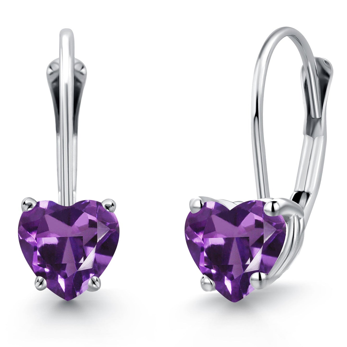 5MM Heart Shape Gemstone Birthstone Leverback Earrings for Women In 14K White Gold | Fine Jewelry Gifts for Her Mom Women Wife