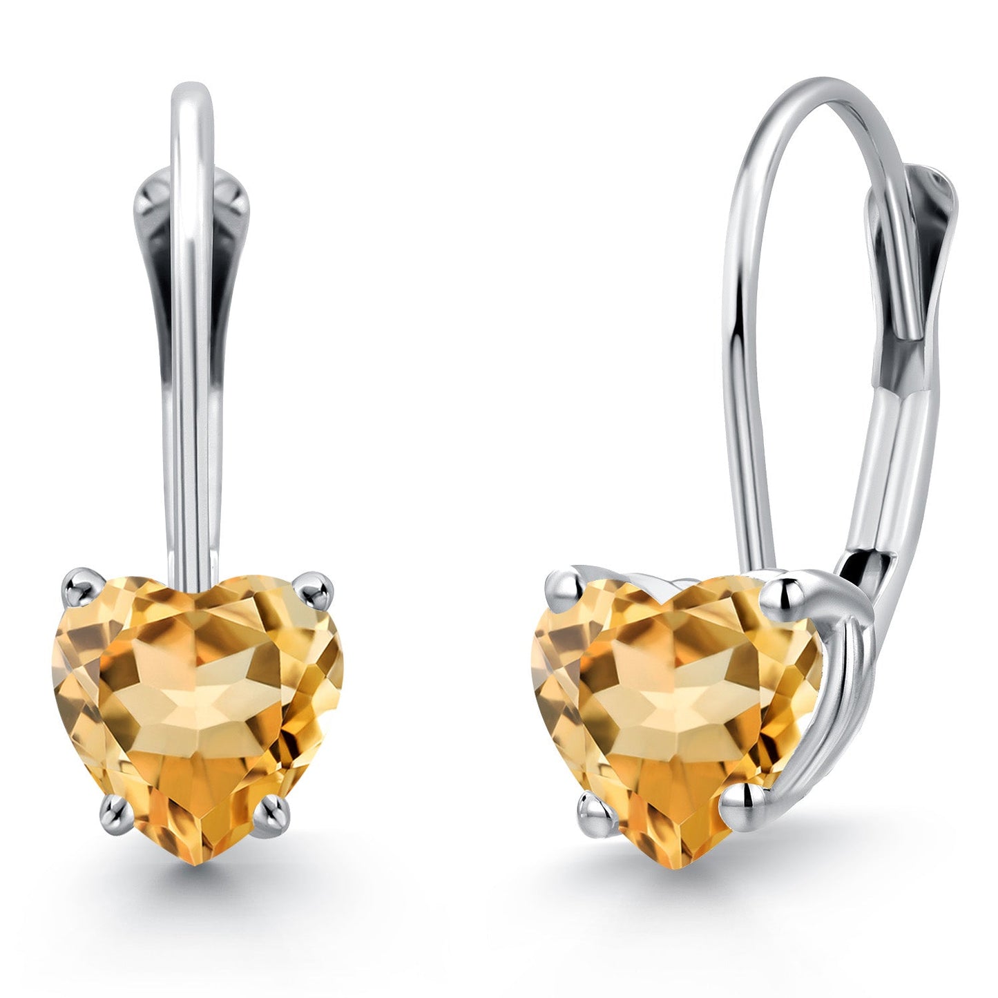 5MM Heart Shape Gemstone Birthstone Leverback Earrings for Women In 14K White Gold | Fine Jewelry Gifts for Her Mom Women Wife