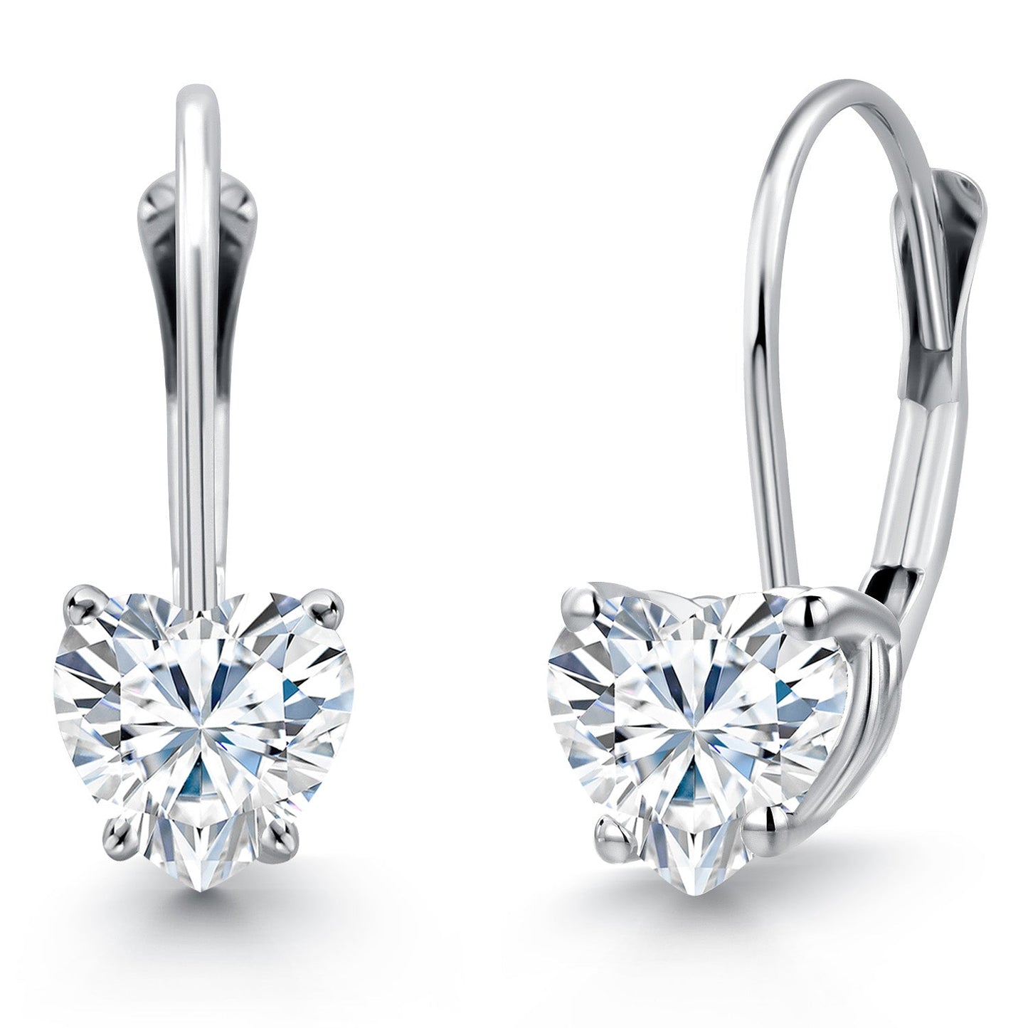 5MM Heart Shape Gemstone Birthstone Leverback Earrings for Women In 14K White Gold | Fine Jewelry Gifts for Her Mom Women Wife