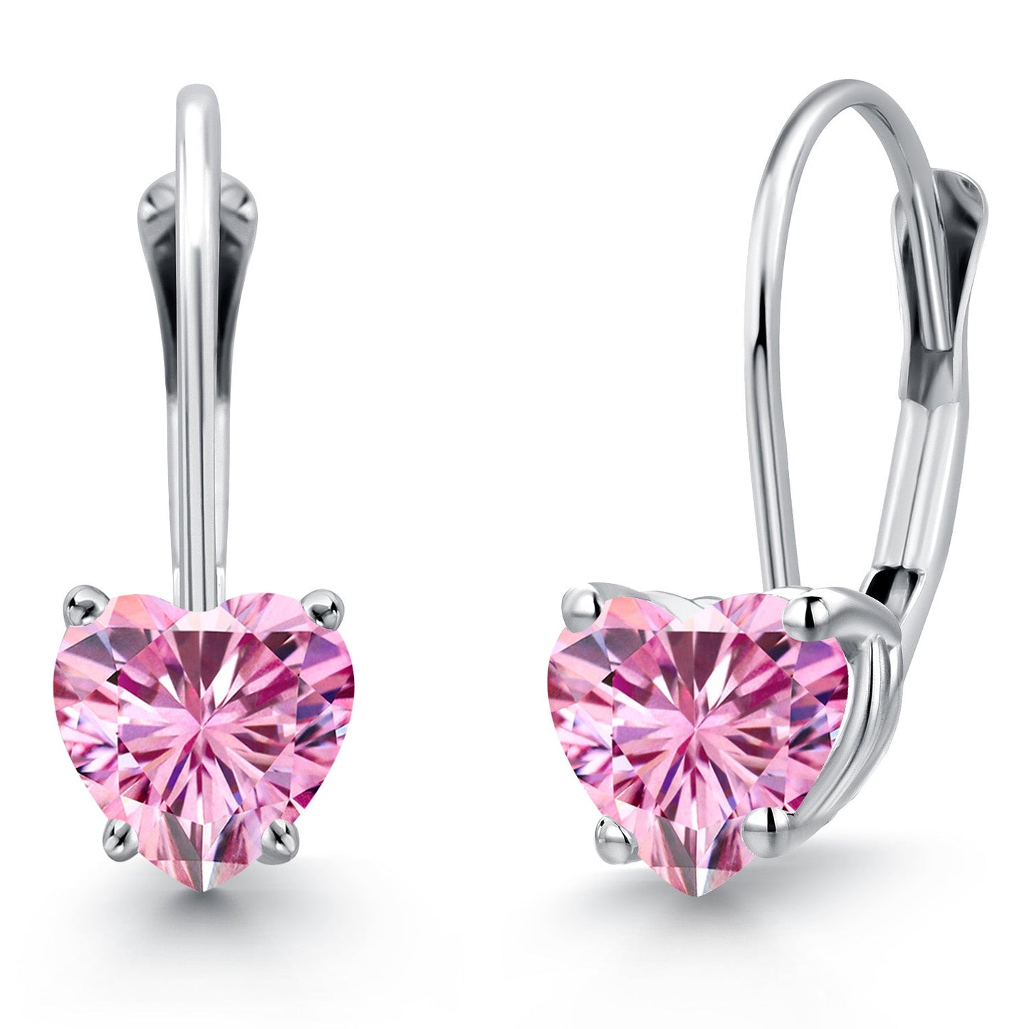 5MM Heart Shape Gemstone Birthstone Leverback Earrings for Women In 14K White Gold | Fine Jewelry Gifts for Her Mom Women Wife