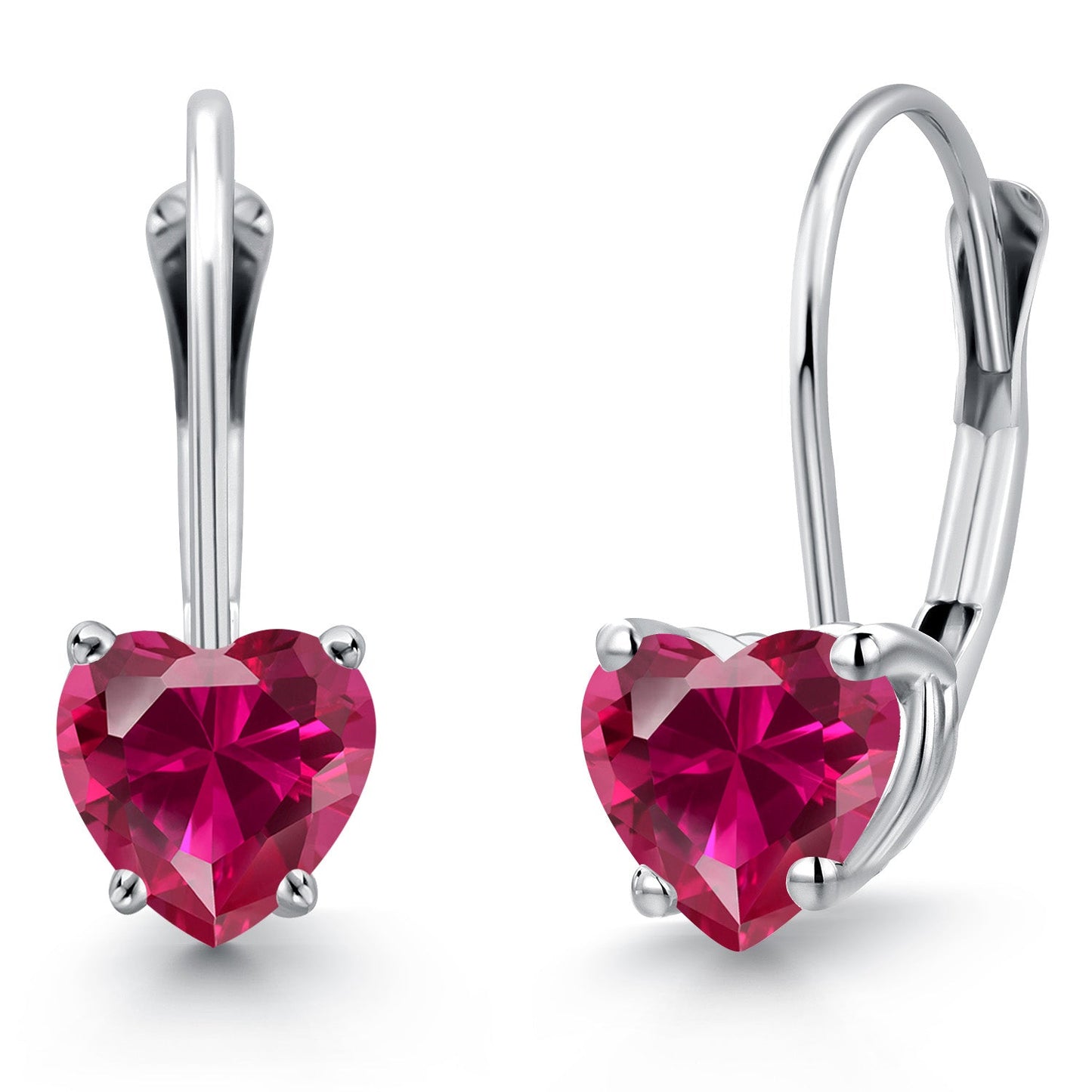 5MM Heart Shape Gemstone Birthstone Leverback Earrings for Women In 14K White Gold | Fine Jewelry Gifts for Her Mom Women Wife