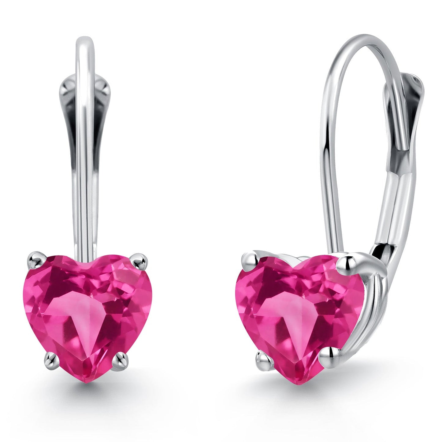 5MM Heart Shape Gemstone Birthstone Leverback Earrings for Women In 14K White Gold | Fine Jewelry Gifts for Her Mom Women Wife