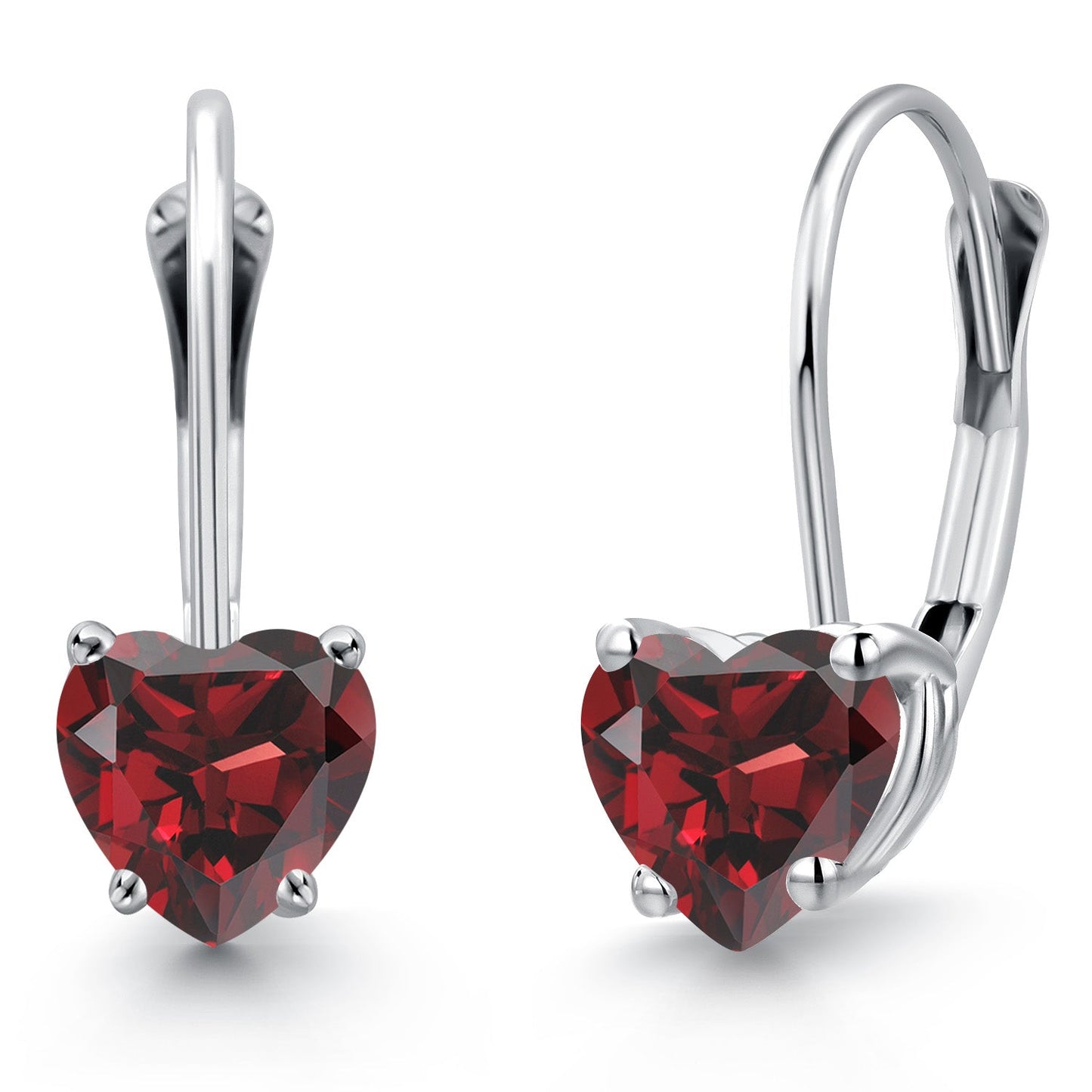 5MM Heart Shape Gemstone Birthstone Leverback Earrings for Women In 14K White Gold | Fine Jewelry Gifts for Her Mom Women Wife
