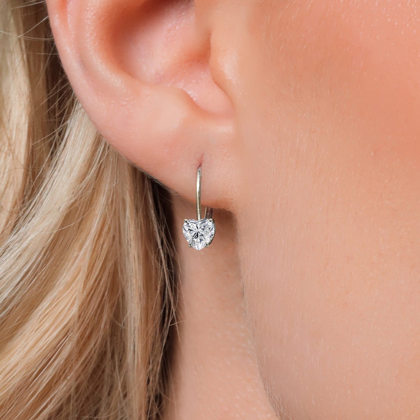 5MM Heart Shape Gemstone Birthstone Leverback Earrings for Women In 14K White Gold | Fine Jewelry Gifts for Her Mom Women Wife