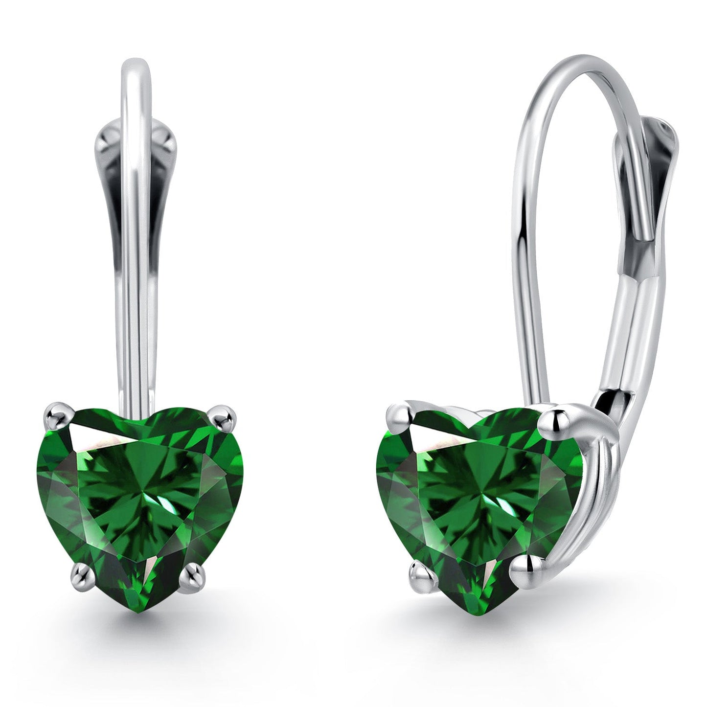 5MM Heart Shape Gemstone Birthstone Leverback Earrings for Women In 14K White Gold | Fine Jewelry Gifts for Her Mom Women Wife