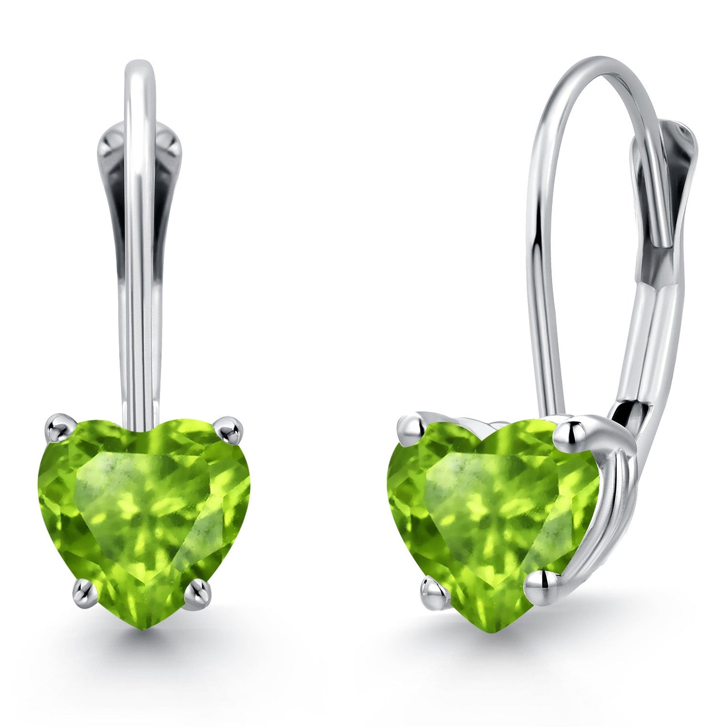 5MM Heart Shape Gemstone Birthstone Leverback Earrings for Women In 14K White Gold | Fine Jewelry Gifts for Her Mom Women Wife