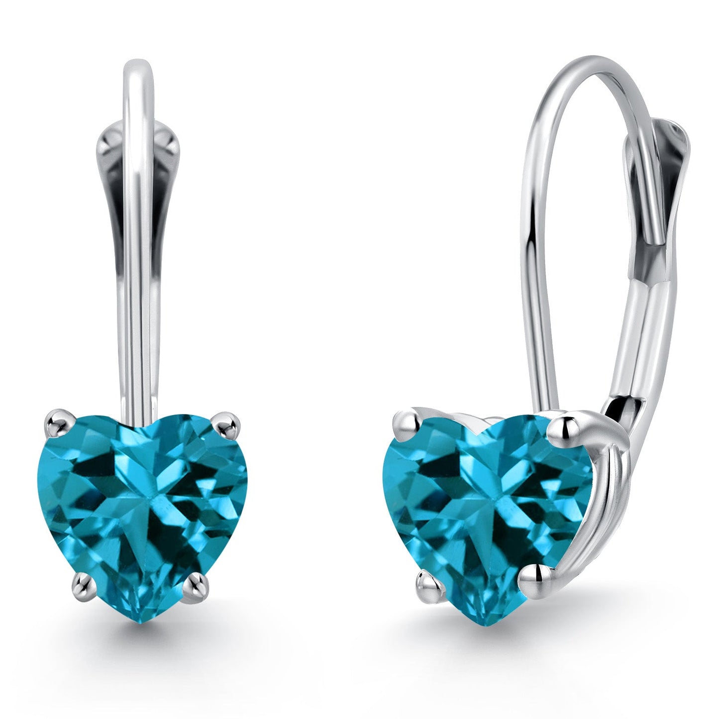 5MM Heart Shape Gemstone Birthstone Leverback Earrings for Women In 14K White Gold | Fine Jewelry Gifts for Her Mom Women Wife