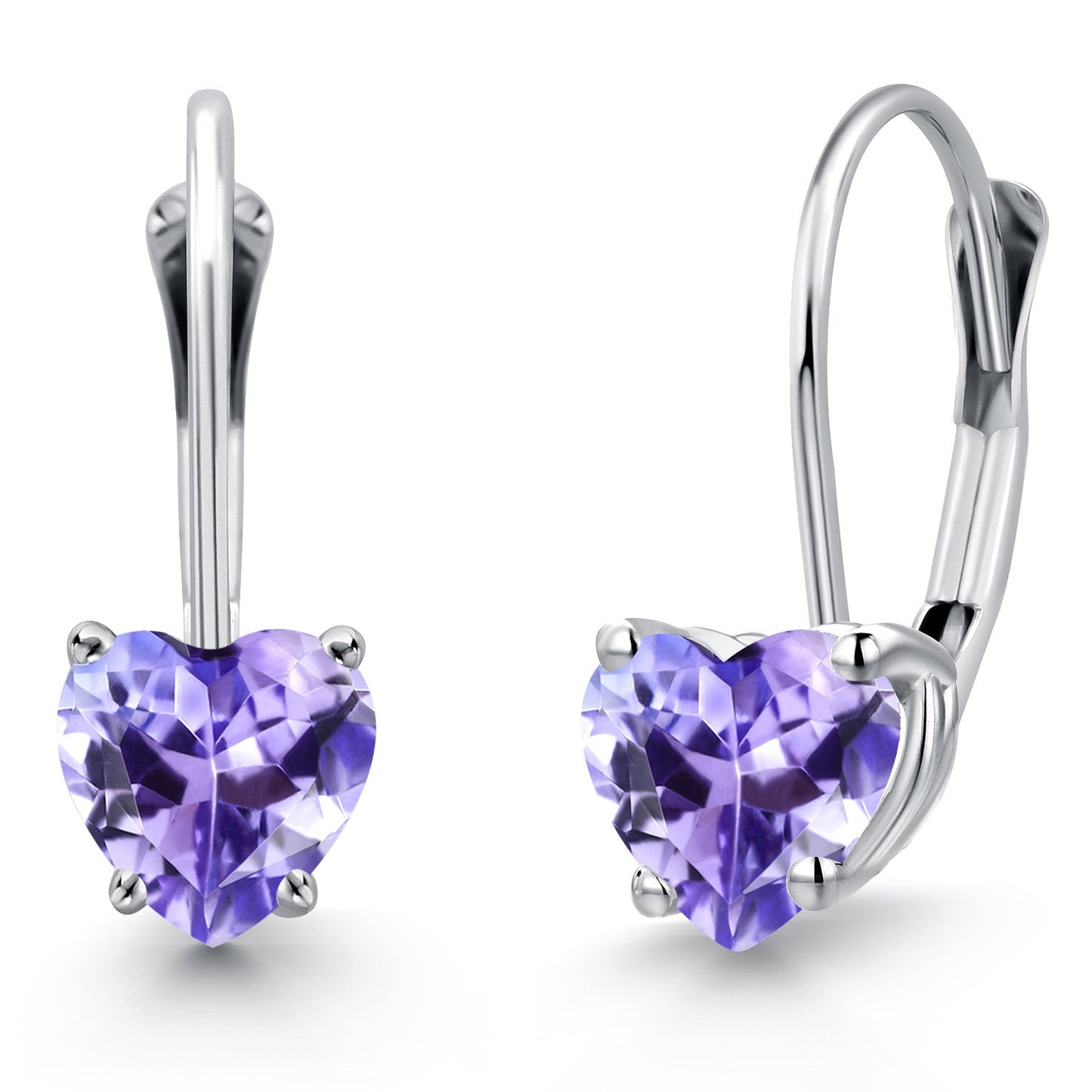 5MM Heart Shape Gemstone Birthstone Leverback Earrings for Women In 14K White Gold | Fine Jewelry Gifts for Her Mom Women Wife