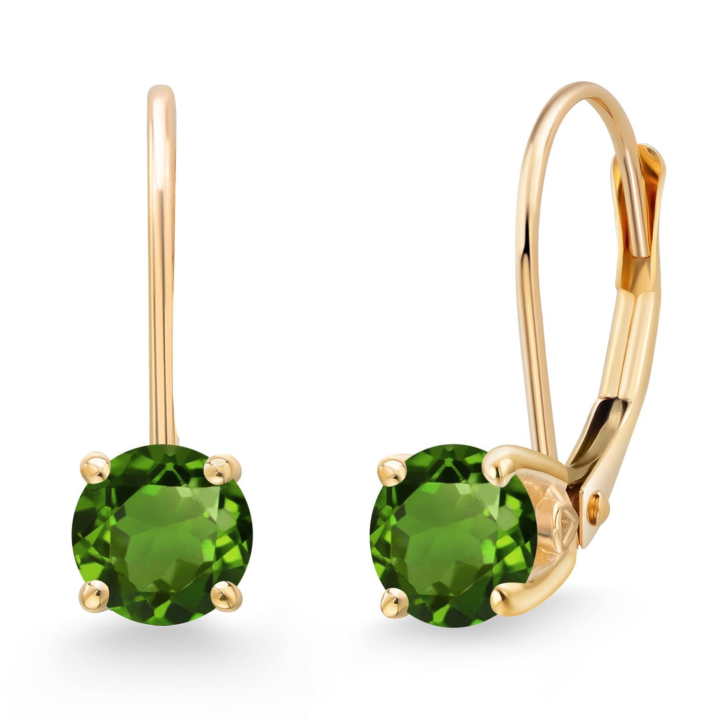 14K Yellow Gold 5MM Round Gemstone Birthstone Leverback Drop Dangle Earrings | Gold Earrings For Women | Fine Jewelry Gifts for Her Mom Women Wife