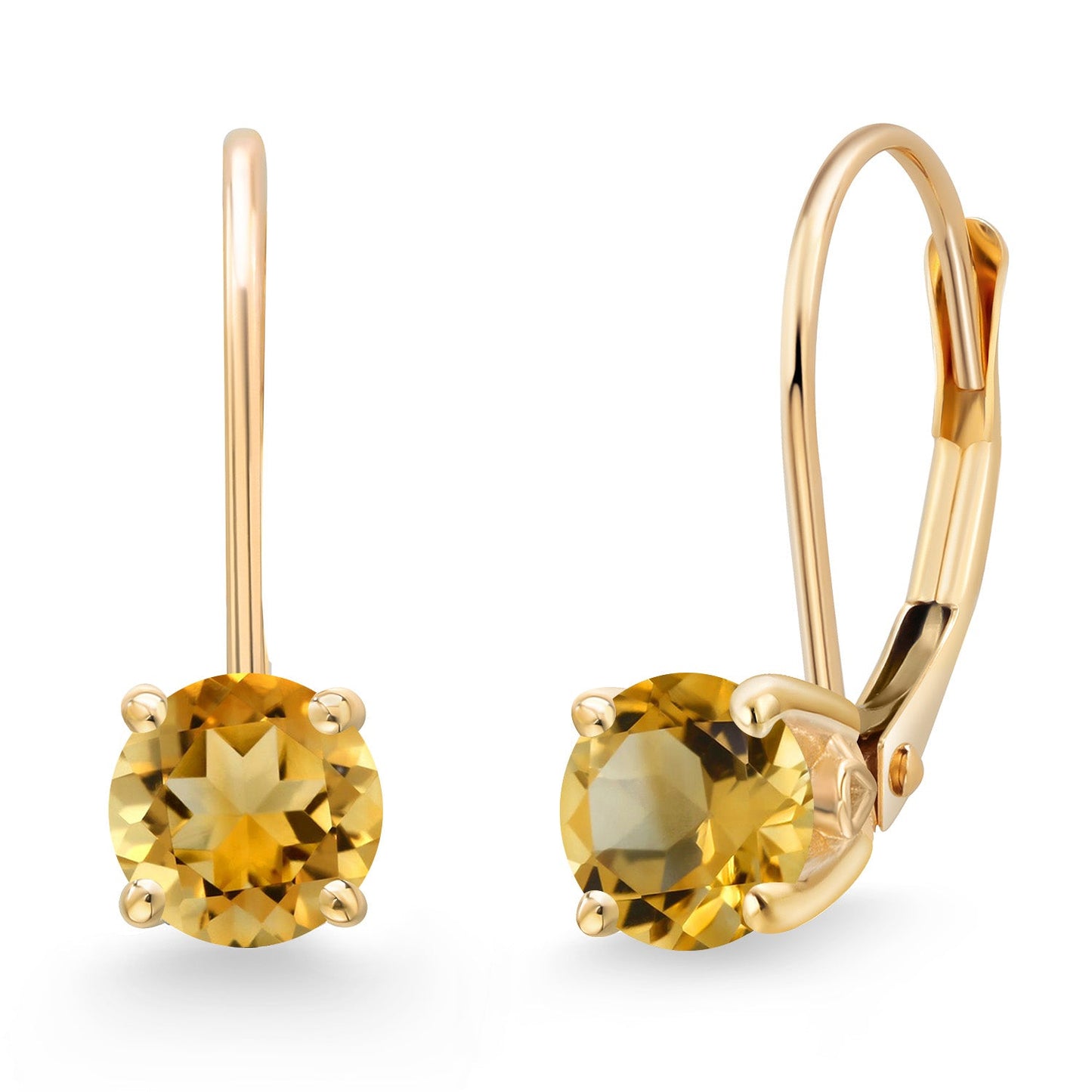 14K Yellow Gold 5MM Round Gemstone Birthstone Leverback Drop Dangle Earrings | Gold Earrings For Women | Fine Jewelry Gifts for Her Mom Women Wife