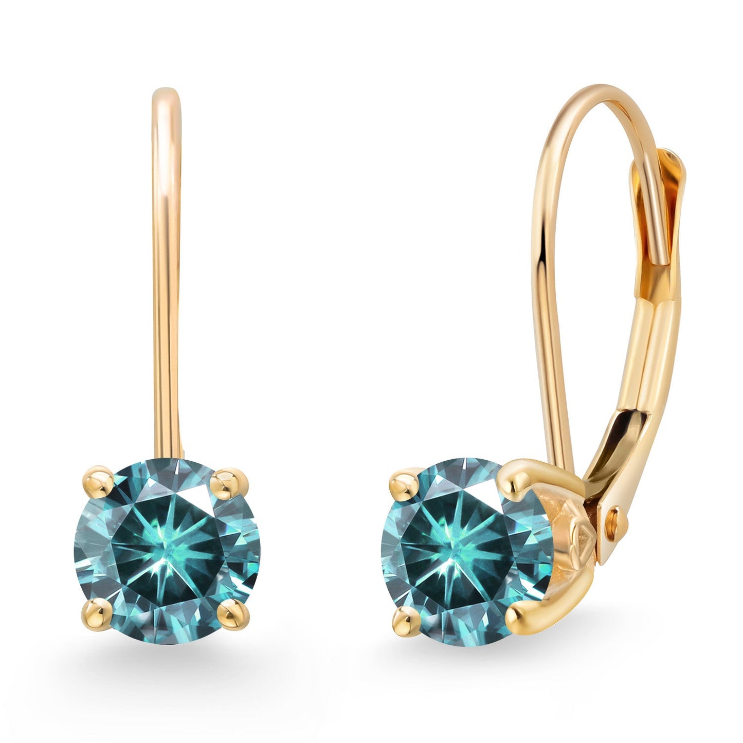 14K Yellow Gold 5MM Round Gemstone Birthstone Leverback Drop Dangle Earrings | Gold Earrings For Women | Fine Jewelry Gifts for Her Mom Women Wife