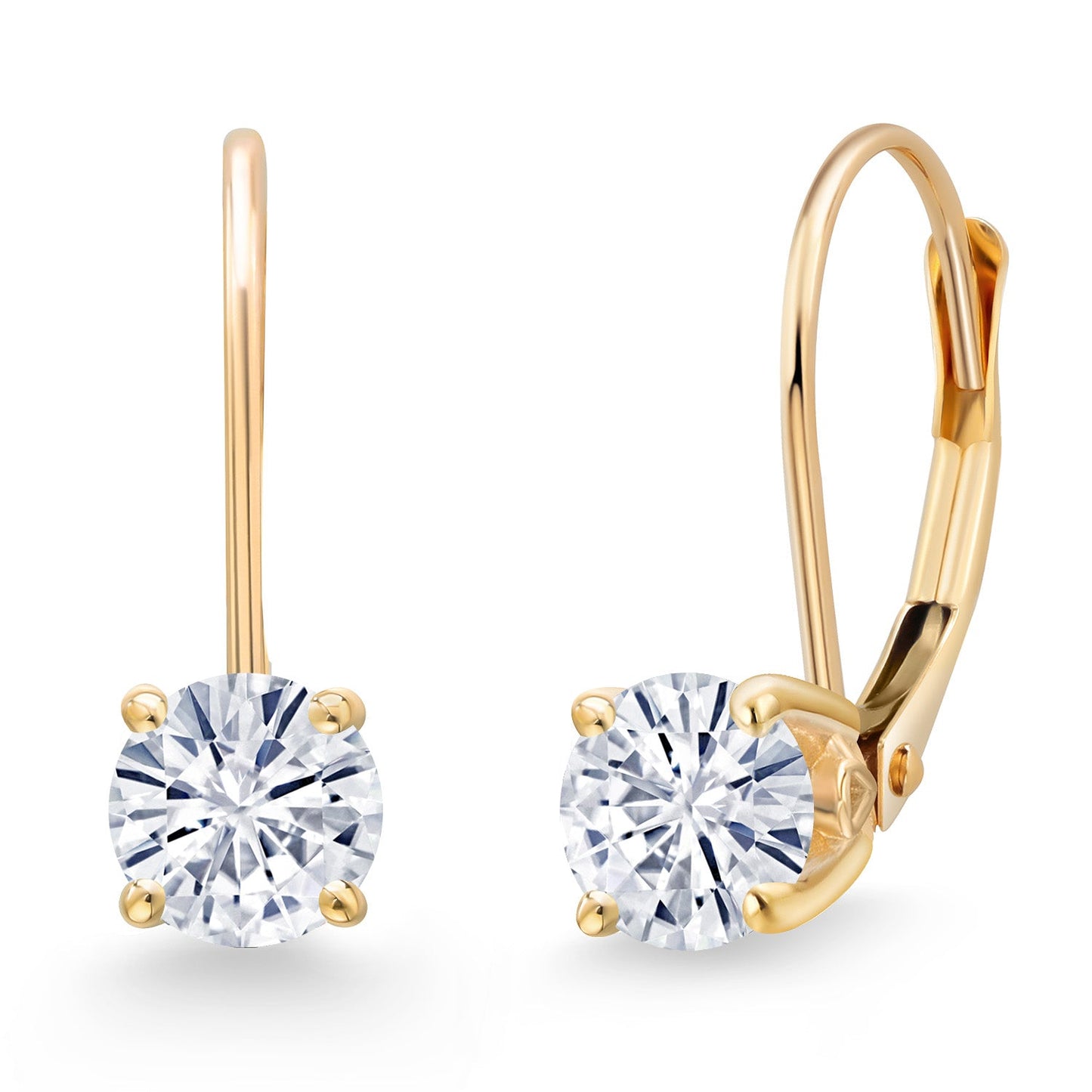 14K Yellow Gold 5MM Round Gemstone Birthstone Leverback Drop Dangle Earrings | Gold Earrings For Women | Fine Jewelry Gifts for Her Mom Women Wife