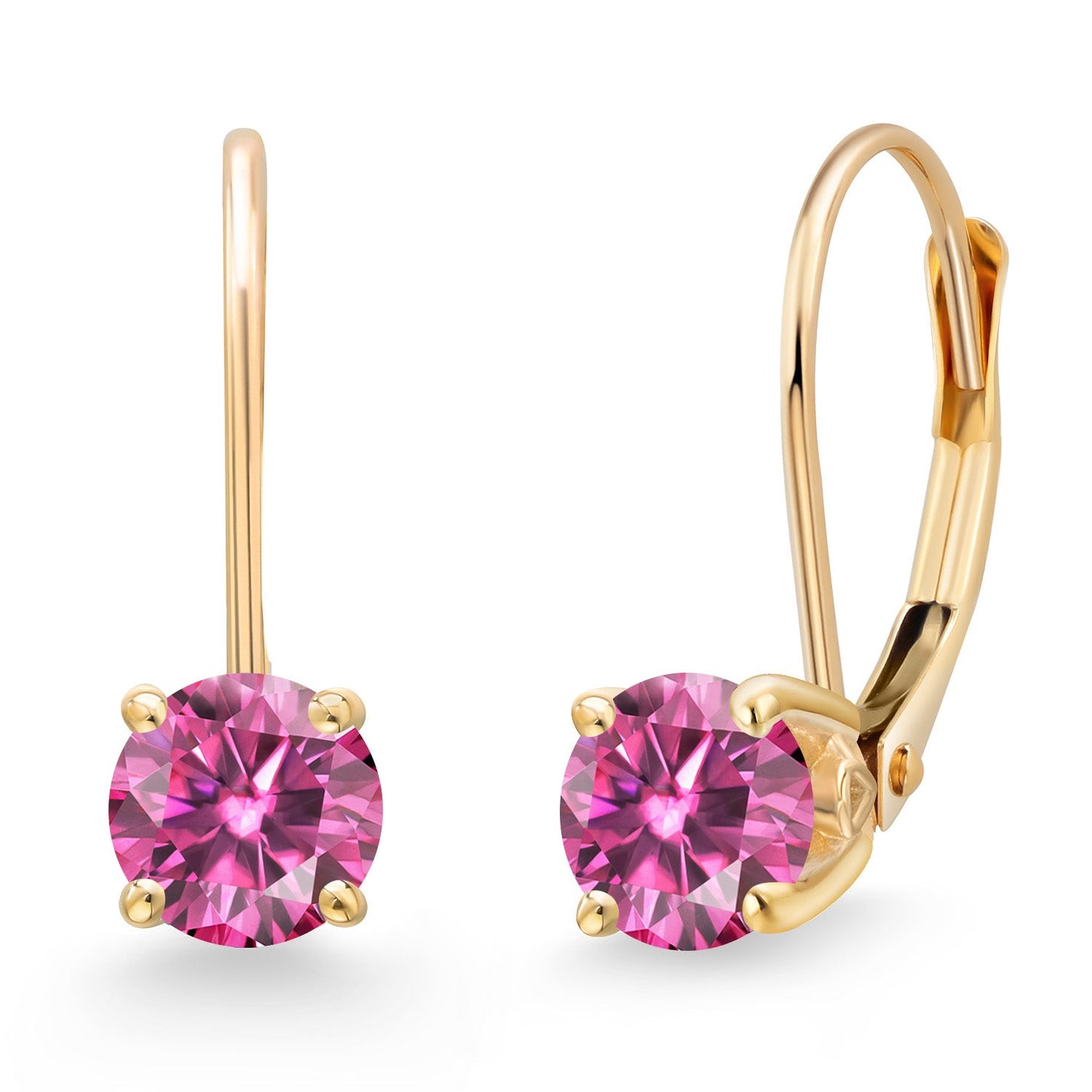 14K Yellow Gold 5MM Round Gemstone Birthstone Leverback Drop Dangle Earrings | Gold Earrings For Women | Fine Jewelry Gifts for Her Mom Women Wife