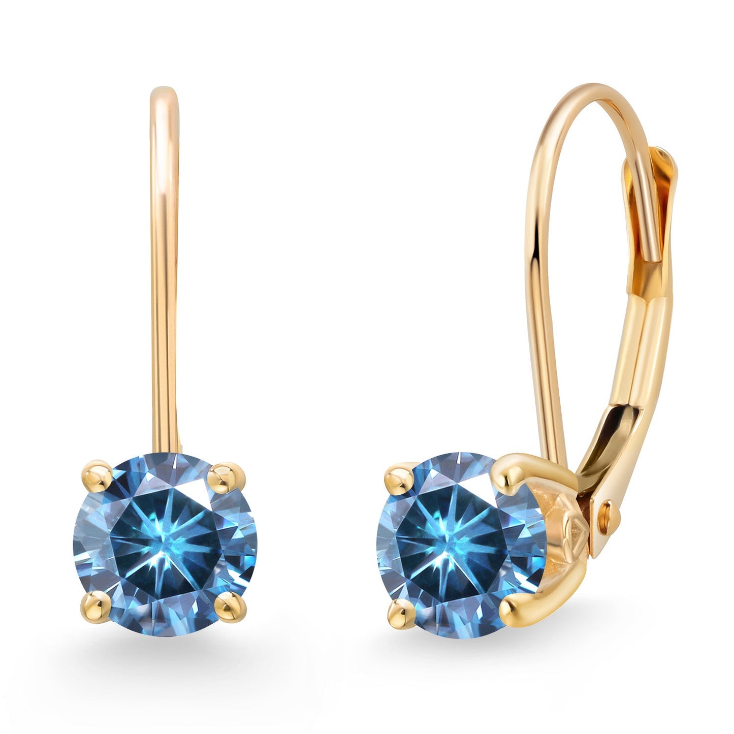 14K Yellow Gold 5MM Round Gemstone Birthstone Leverback Drop Dangle Earrings | Gold Earrings For Women | Fine Jewelry Gifts for Her Mom Women Wife