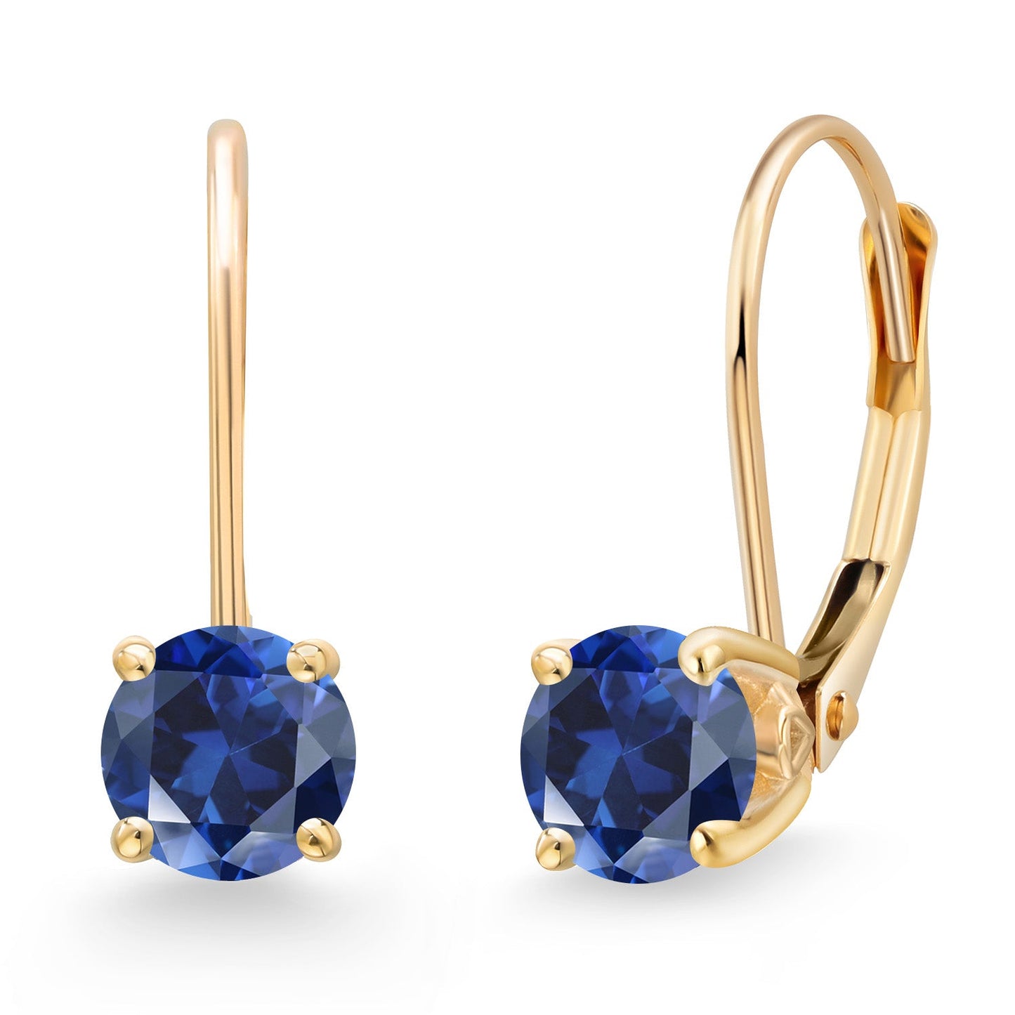 14K Yellow Gold 5MM Round Gemstone Birthstone Leverback Drop Dangle Earrings | Gold Earrings For Women | Fine Jewelry Gifts for Her Mom Women Wife