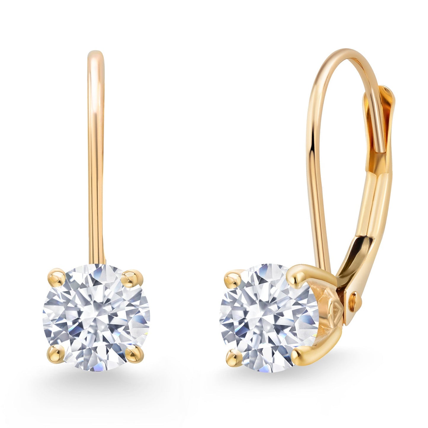 14K Yellow Gold 5MM Round Gemstone Birthstone Leverback Drop Dangle Earrings | Gold Earrings For Women | Fine Jewelry Gifts for Her Mom Women Wife