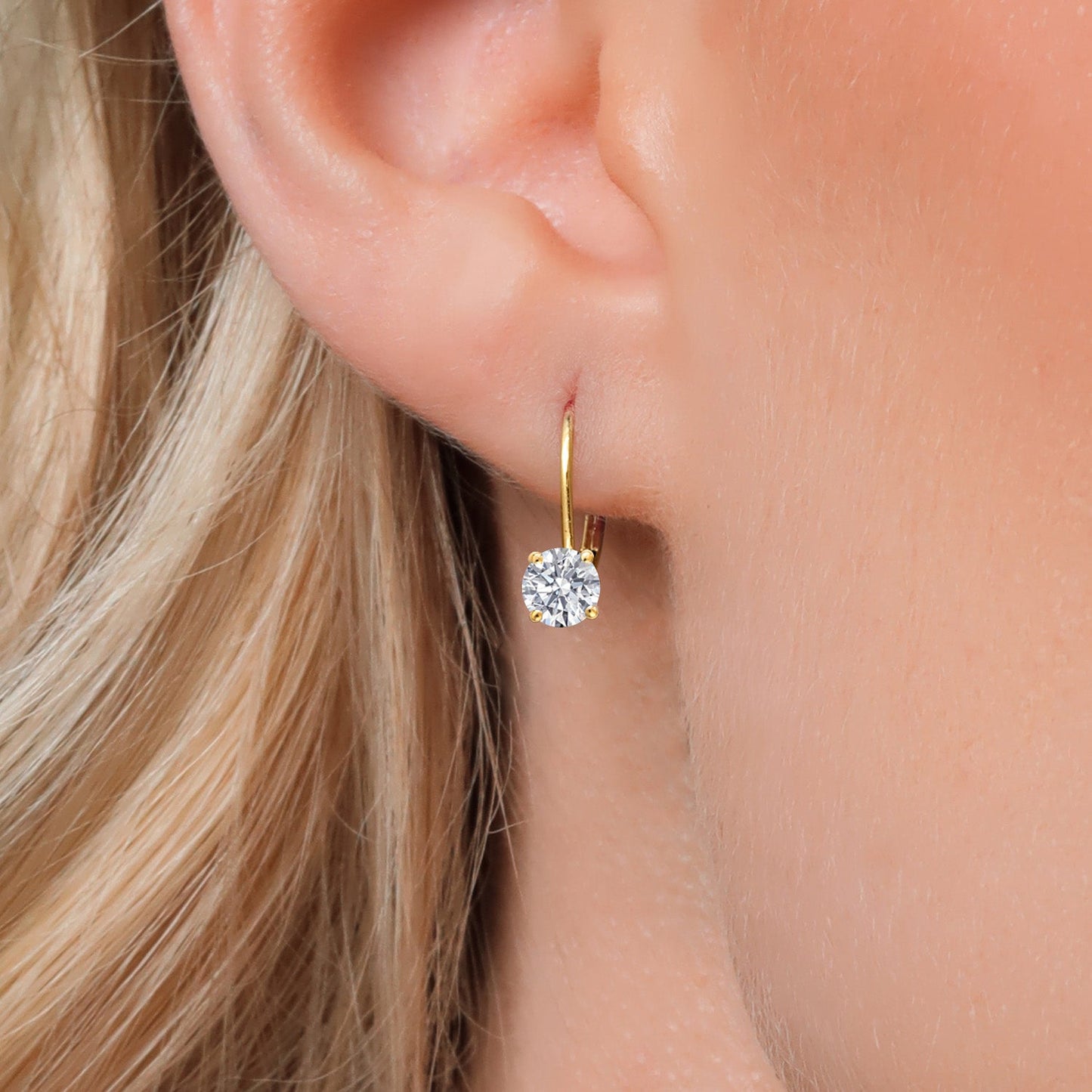 14K Yellow Gold 5MM Round Gemstone Birthstone Leverback Drop Dangle Earrings | Gold Earrings For Women | Fine Jewelry Gifts for Her Mom Women Wife