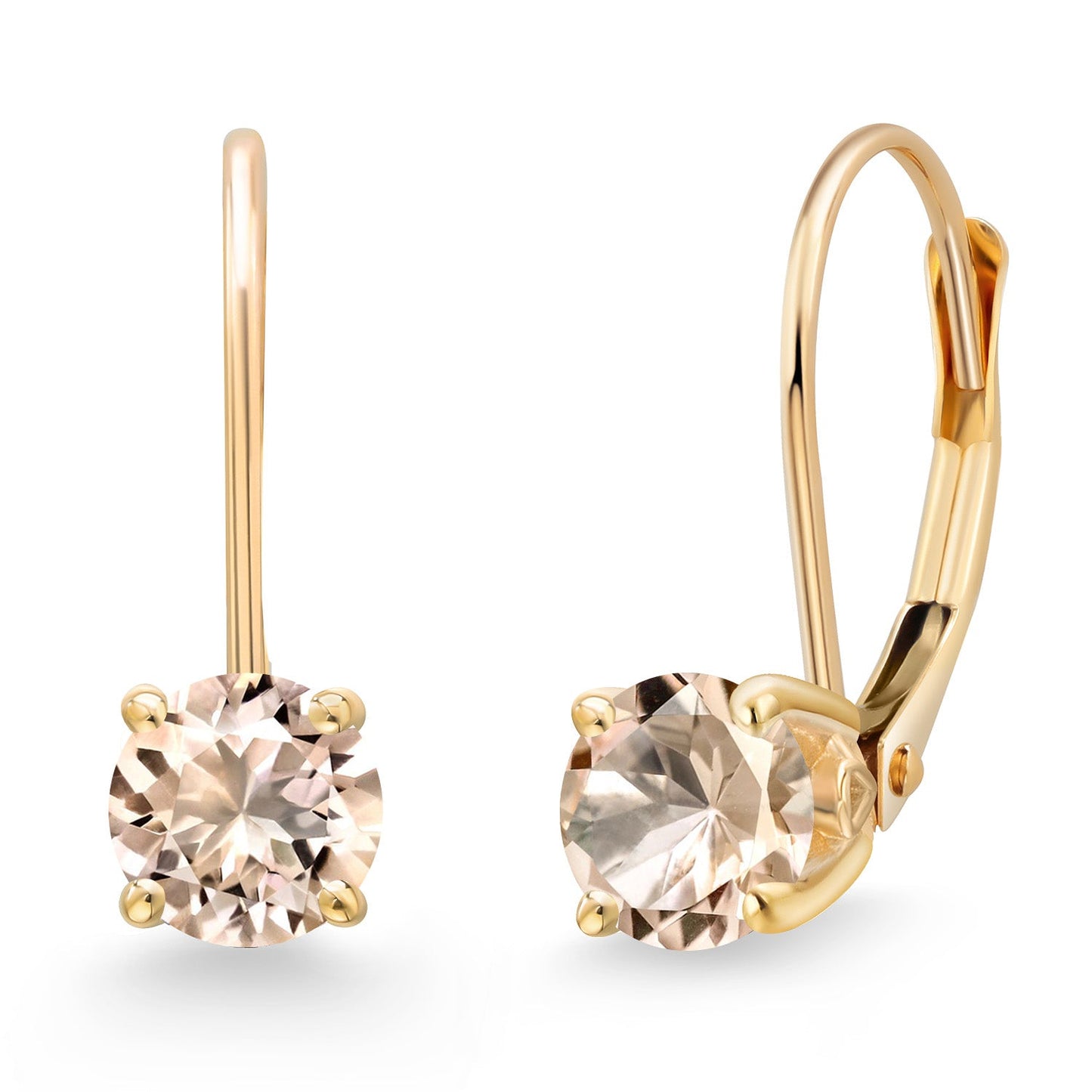 14K Yellow Gold 5MM Round Gemstone Birthstone Leverback Drop Dangle Earrings | Gold Earrings For Women | Fine Jewelry Gifts for Her Mom Women Wife