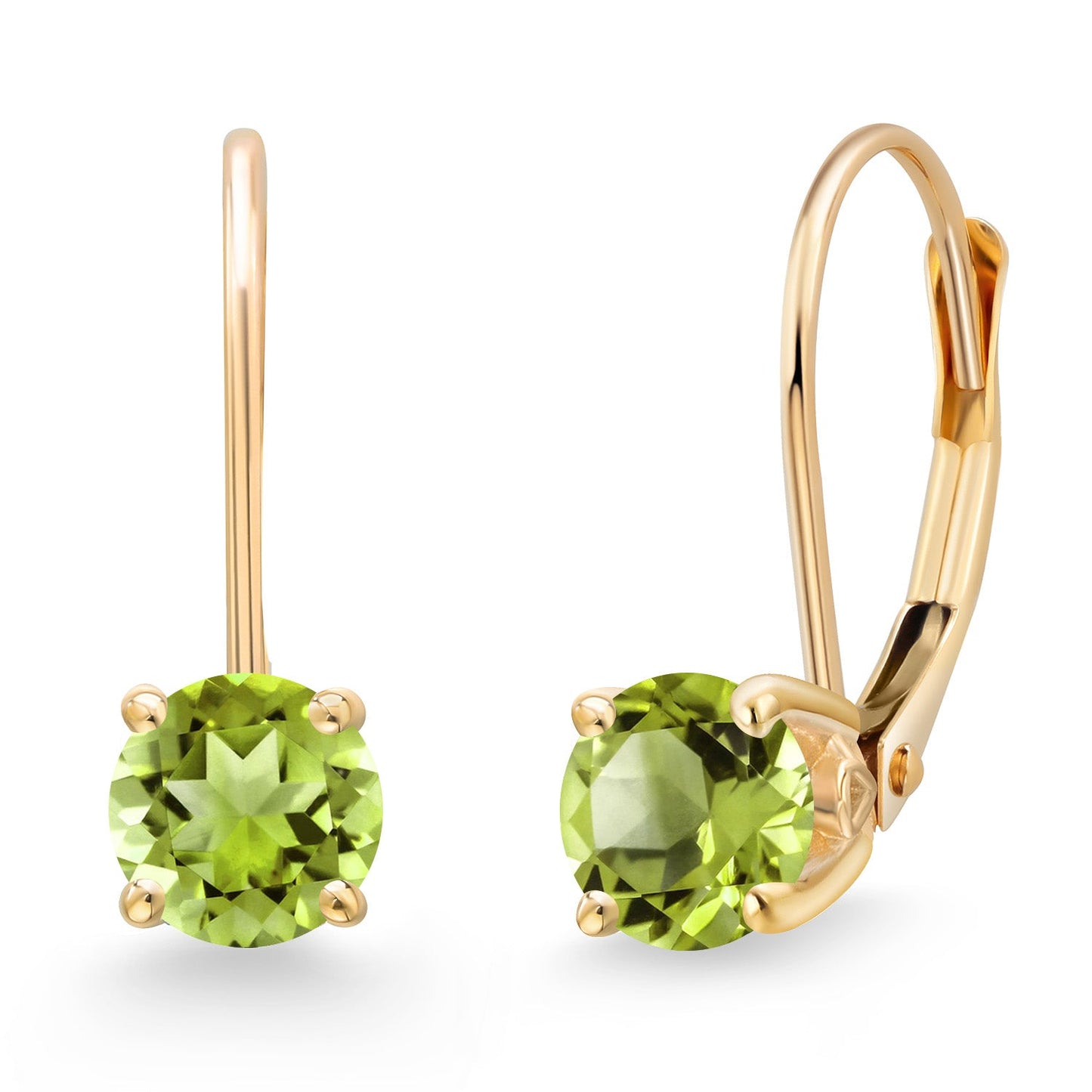 14K Yellow Gold 5MM Round Gemstone Birthstone Leverback Drop Dangle Earrings | Gold Earrings For Women | Fine Jewelry Gifts for Her Mom Women Wife