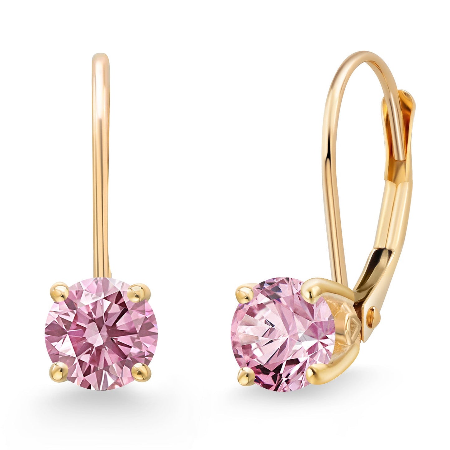 14K Yellow Gold 5MM Round Gemstone Birthstone Leverback Drop Dangle Earrings | Gold Earrings For Women | Fine Jewelry Gifts for Her Mom Women Wife