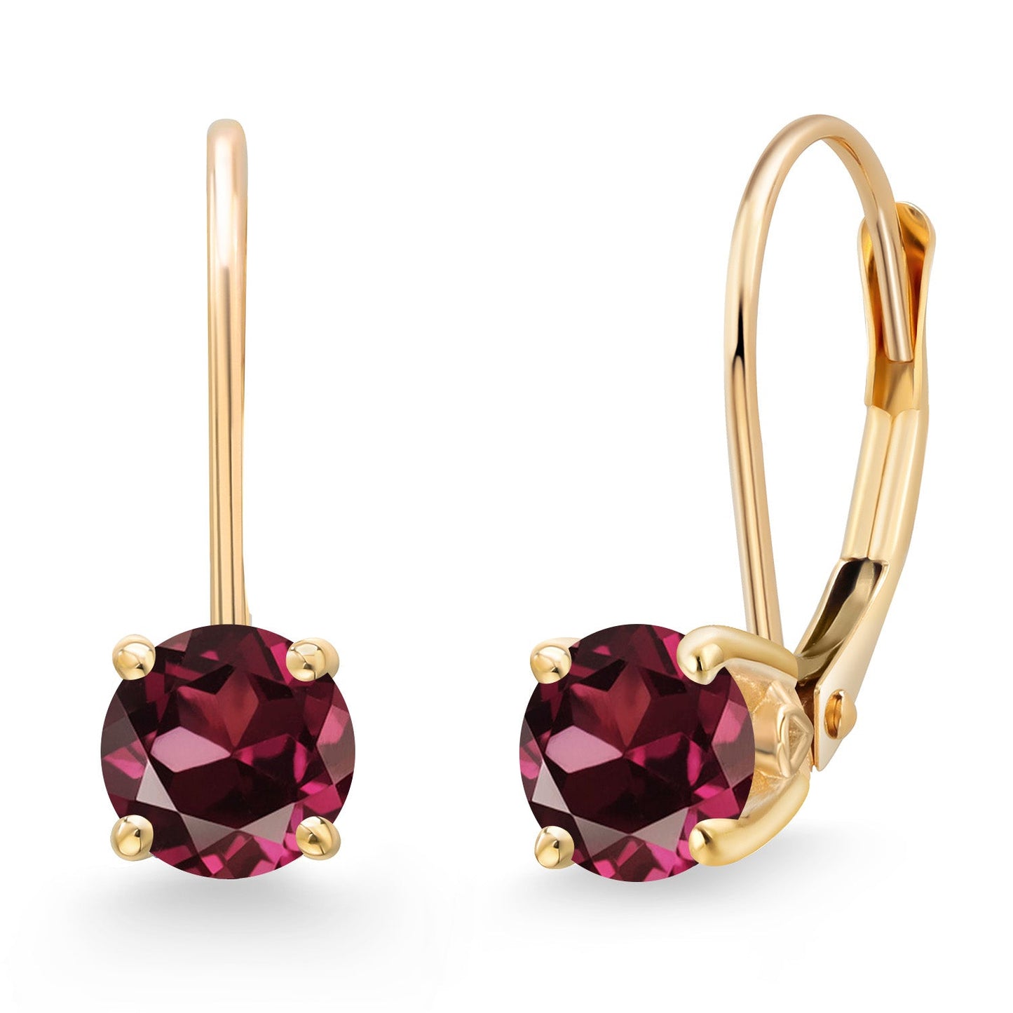 14K Yellow Gold 5MM Round Gemstone Birthstone Leverback Drop Dangle Earrings | Gold Earrings For Women | Fine Jewelry Gifts for Her Mom Women Wife