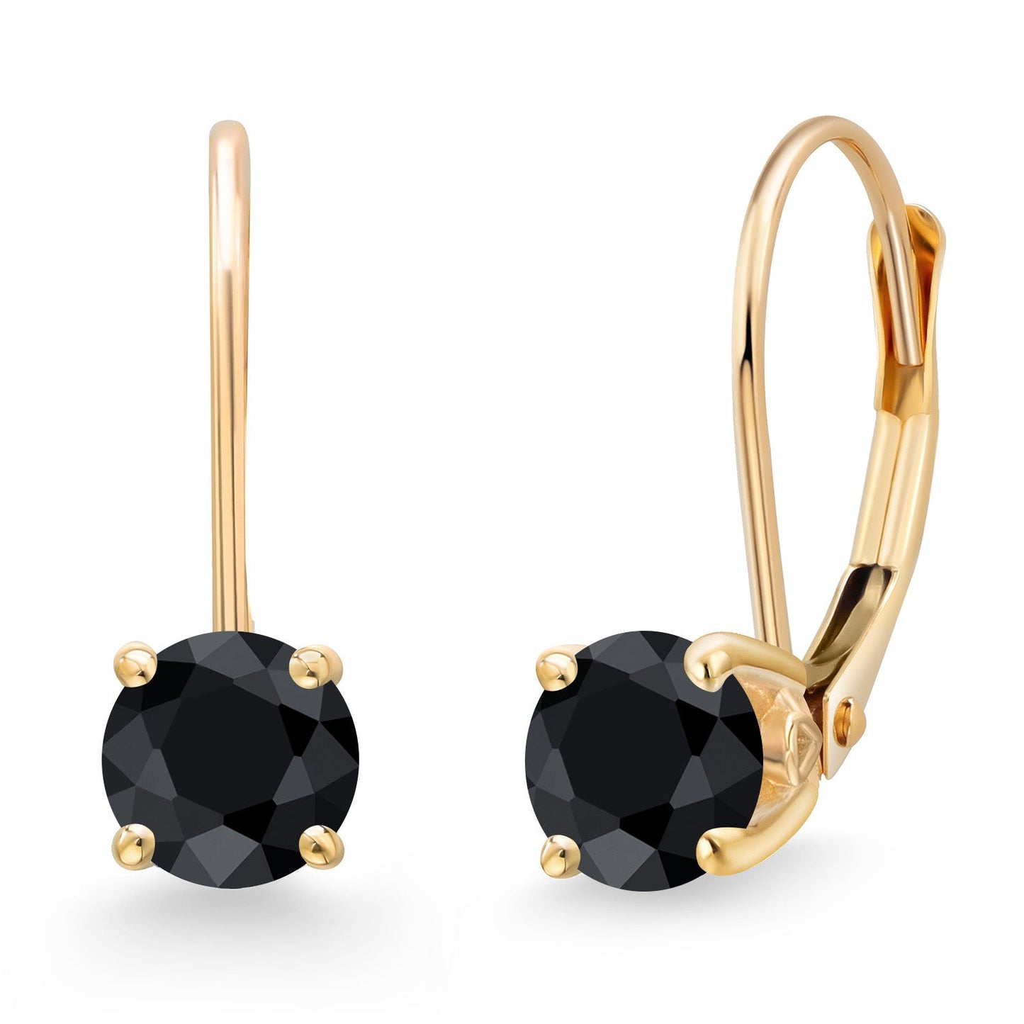 14K Yellow Gold 5MM Round Gemstone Birthstone Leverback Drop Dangle Earrings | Gold Earrings For Women | Fine Jewelry Gifts for Her Mom Women Wife