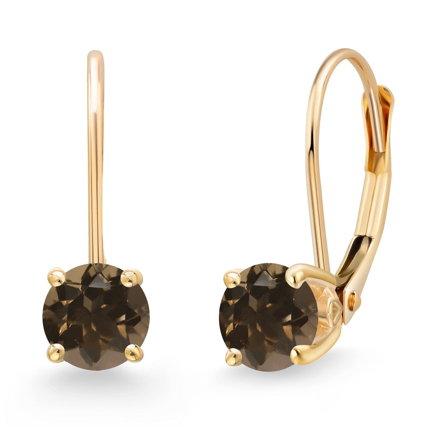 14K Yellow Gold 5MM Round Gemstone Birthstone Leverback Drop Dangle Earrings | Gold Earrings For Women | Fine Jewelry Gifts for Her Mom Women Wife