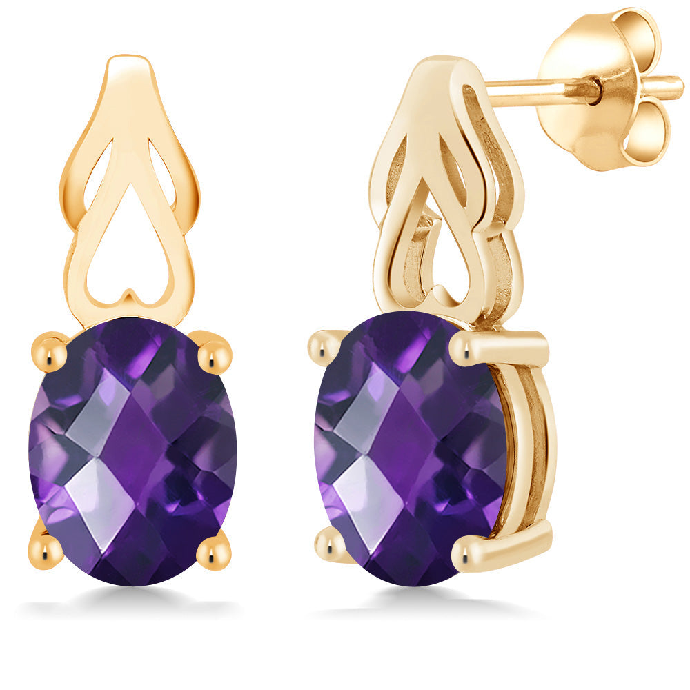 9X7MM Oval Gemstone Birthstone Drop Dangle Earrings For Women | 18K Yellow Gold Plated Silver | Fine Jewelry Gifts for Her Mom Women Wife