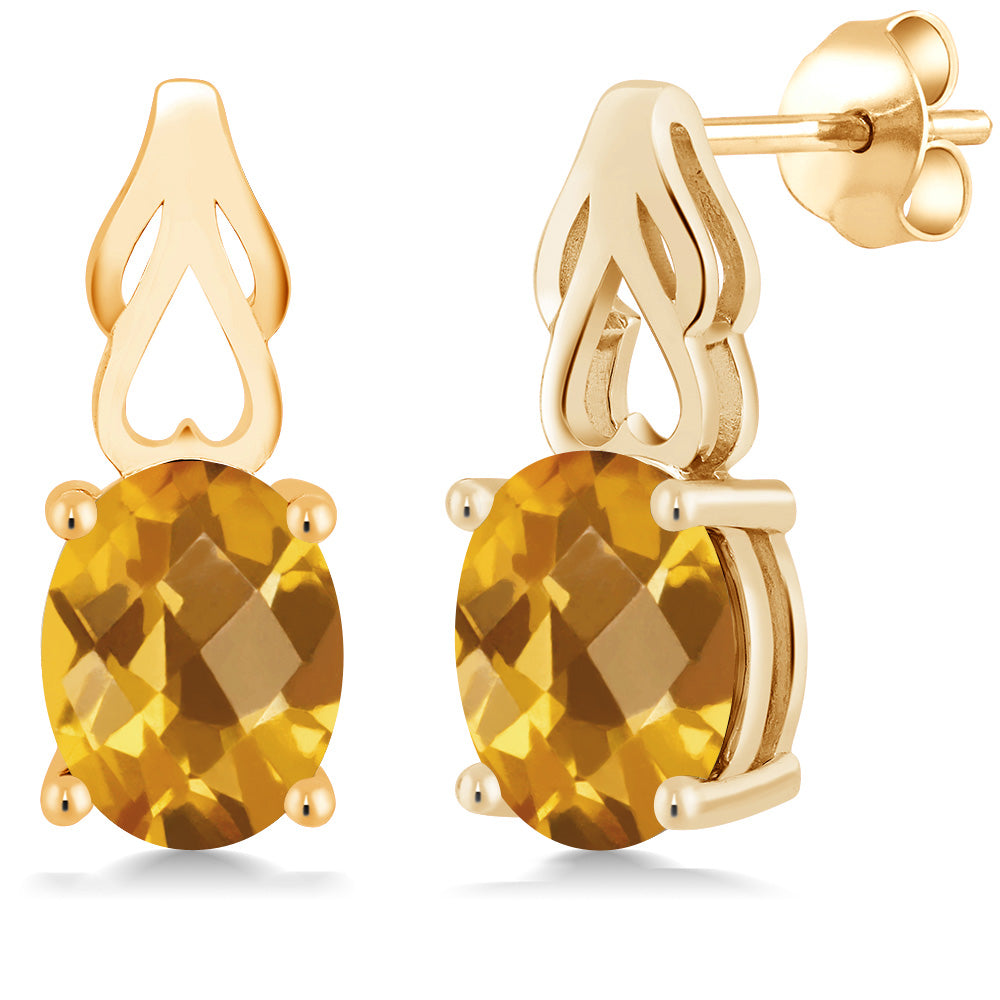 9X7MM Oval Gemstone Birthstone Drop Dangle Earrings For Women | 18K Yellow Gold Plated Silver | Fine Jewelry Gifts for Her Mom Women Wife