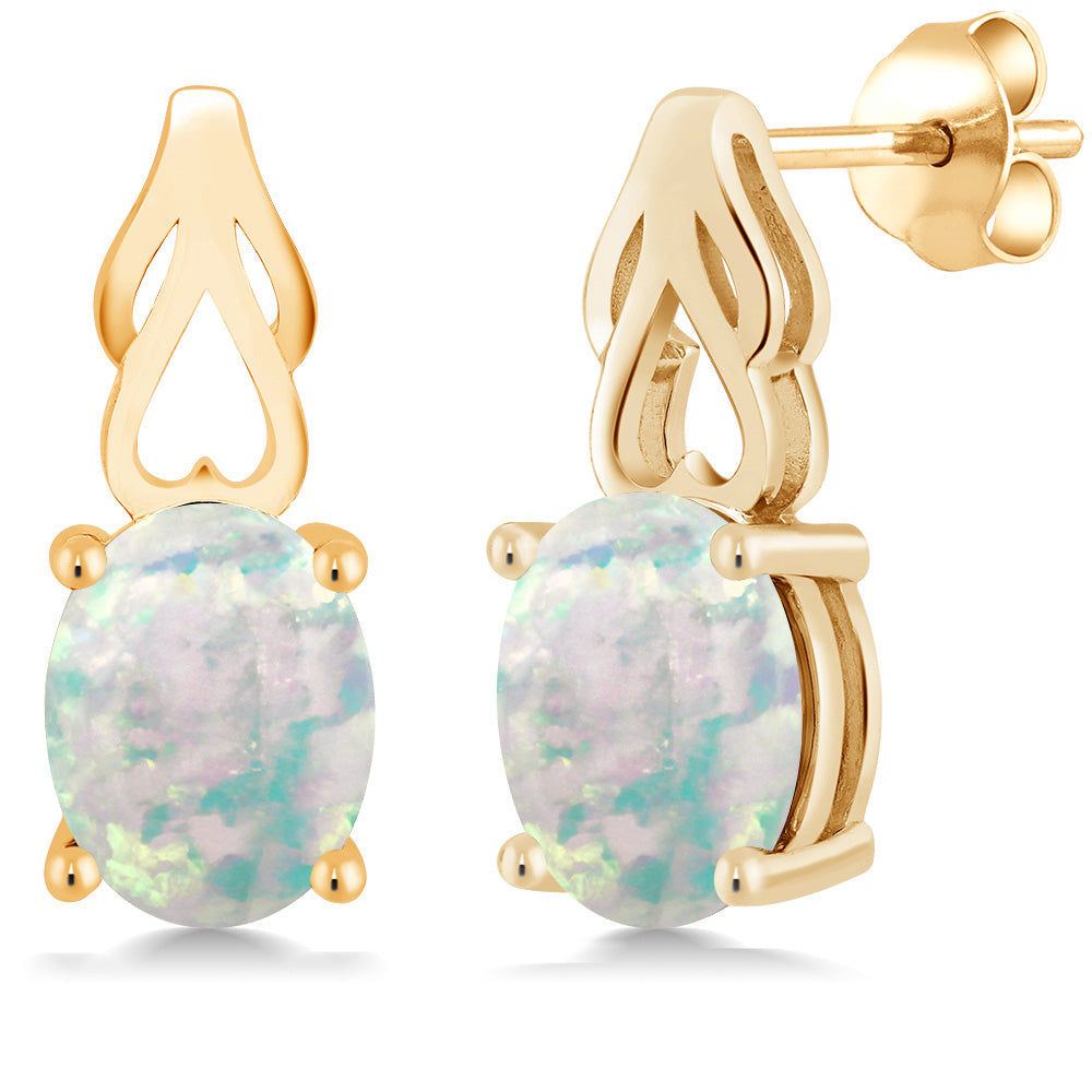9X7MM Oval Gemstone Birthstone Drop Dangle Earrings For Women | 18K Yellow Gold Plated Silver | Fine Jewelry Gifts for Her Mom Women Wife
