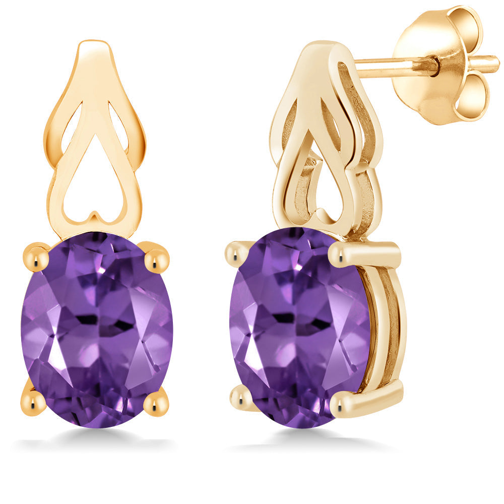 9X7MM Oval Gemstone Birthstone Drop Dangle Earrings For Women | 18K Yellow Gold Plated Silver | Fine Jewelry Gifts for Her Mom Women Wife