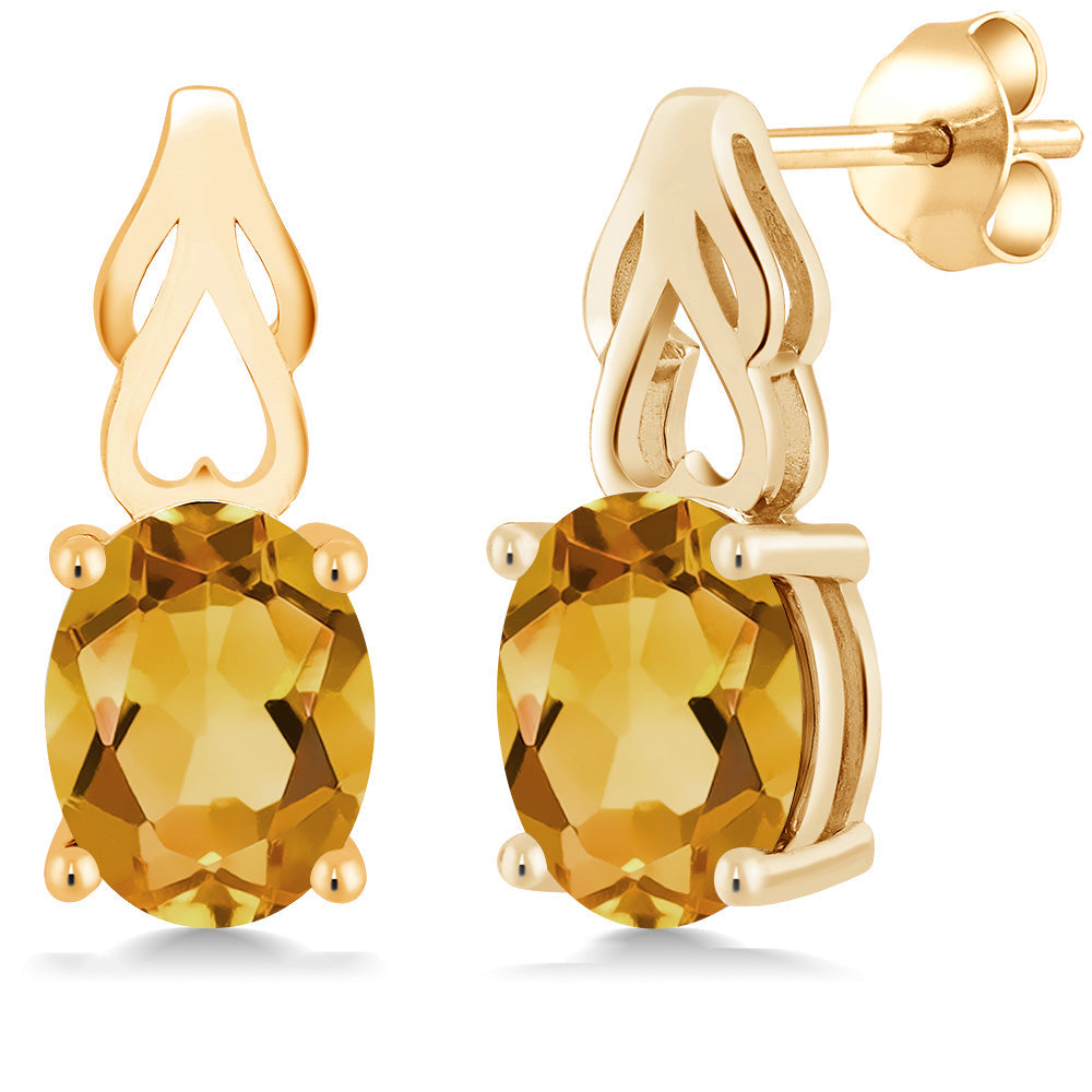 9X7MM Oval Gemstone Birthstone Drop Dangle Earrings For Women | 18K Yellow Gold Plated Silver | Fine Jewelry Gifts for Her Mom Women Wife