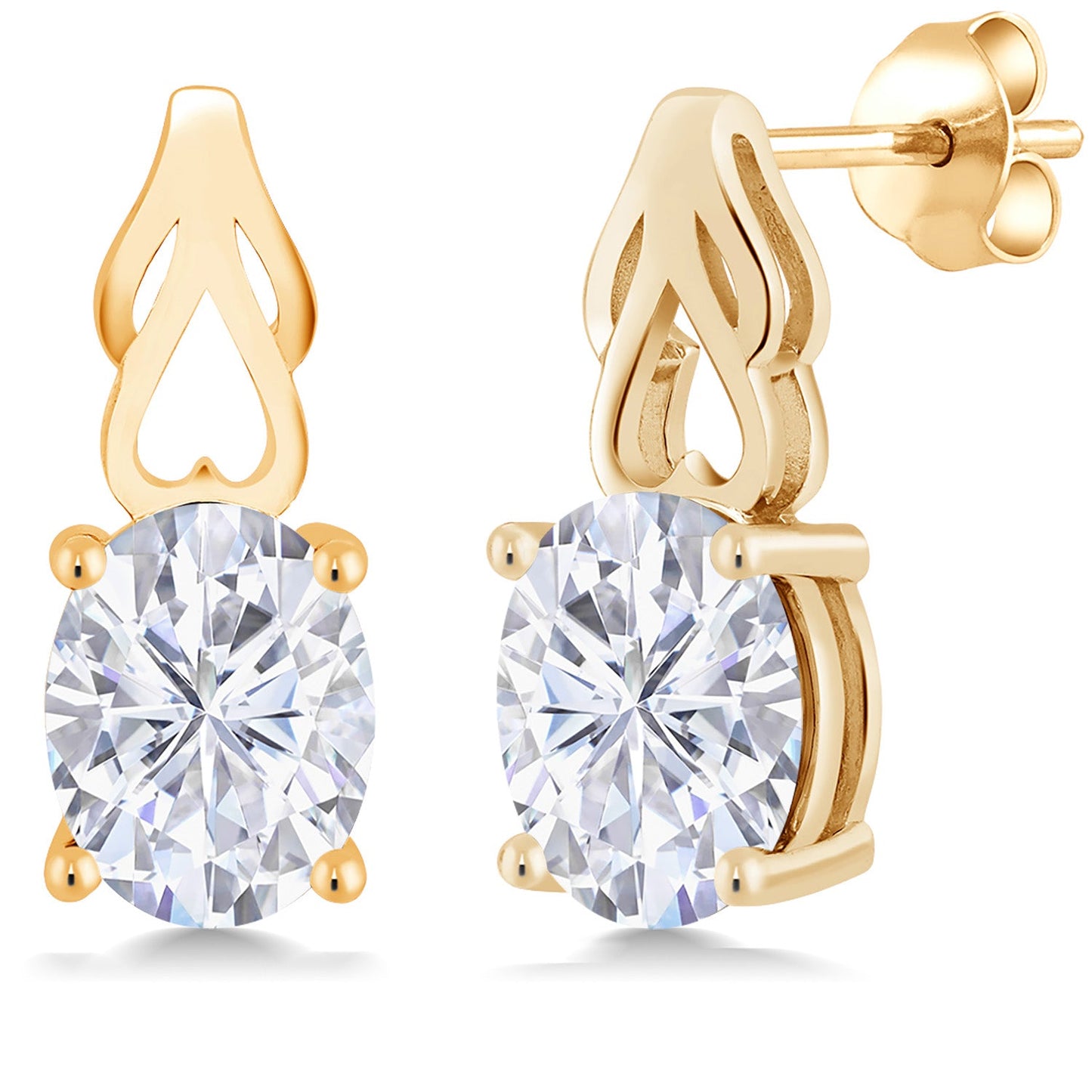 9X7MM Oval Gemstone Birthstone Drop Dangle Earrings For Women | 18K Yellow Gold Plated Silver | Fine Jewelry Gifts for Her Mom Women Wife