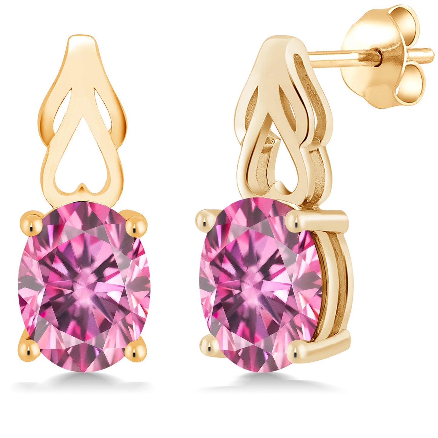 9X7MM Oval Gemstone Birthstone Drop Dangle Earrings For Women | 18K Yellow Gold Plated Silver | Fine Jewelry Gifts for Her Mom Women Wife