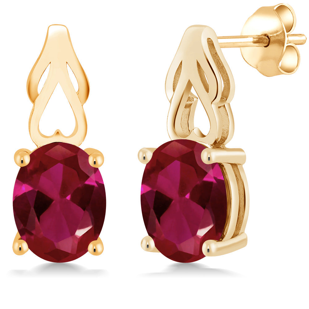 9X7MM Oval Gemstone Birthstone Drop Dangle Earrings For Women | 18K Yellow Gold Plated Silver | Fine Jewelry Gifts for Her Mom Women Wife