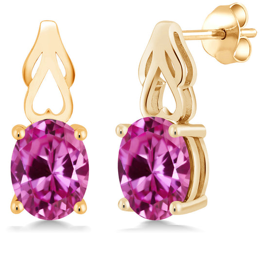9X7MM Oval Gemstone Birthstone Drop Dangle Earrings For Women | 18K Yellow Gold Plated Silver | Fine Jewelry Gifts for Her Mom Women Wife