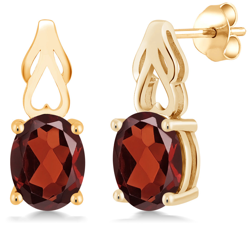 9X7MM Oval Gemstone Birthstone Drop Dangle Earrings For Women | 18K Yellow Gold Plated Silver | Fine Jewelry Gifts for Her Mom Women Wife