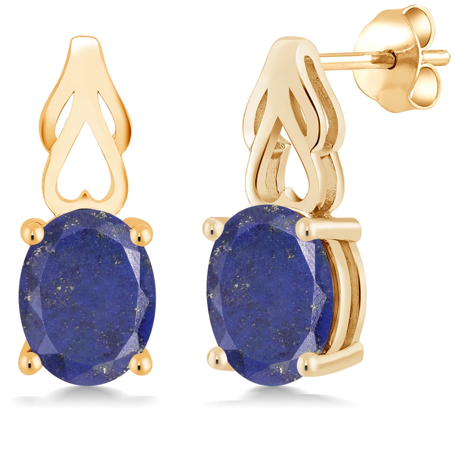 9X7MM Oval Gemstone Birthstone Drop Dangle Earrings For Women | 18K Yellow Gold Plated Silver | Fine Jewelry Gifts for Her Mom Women Wife