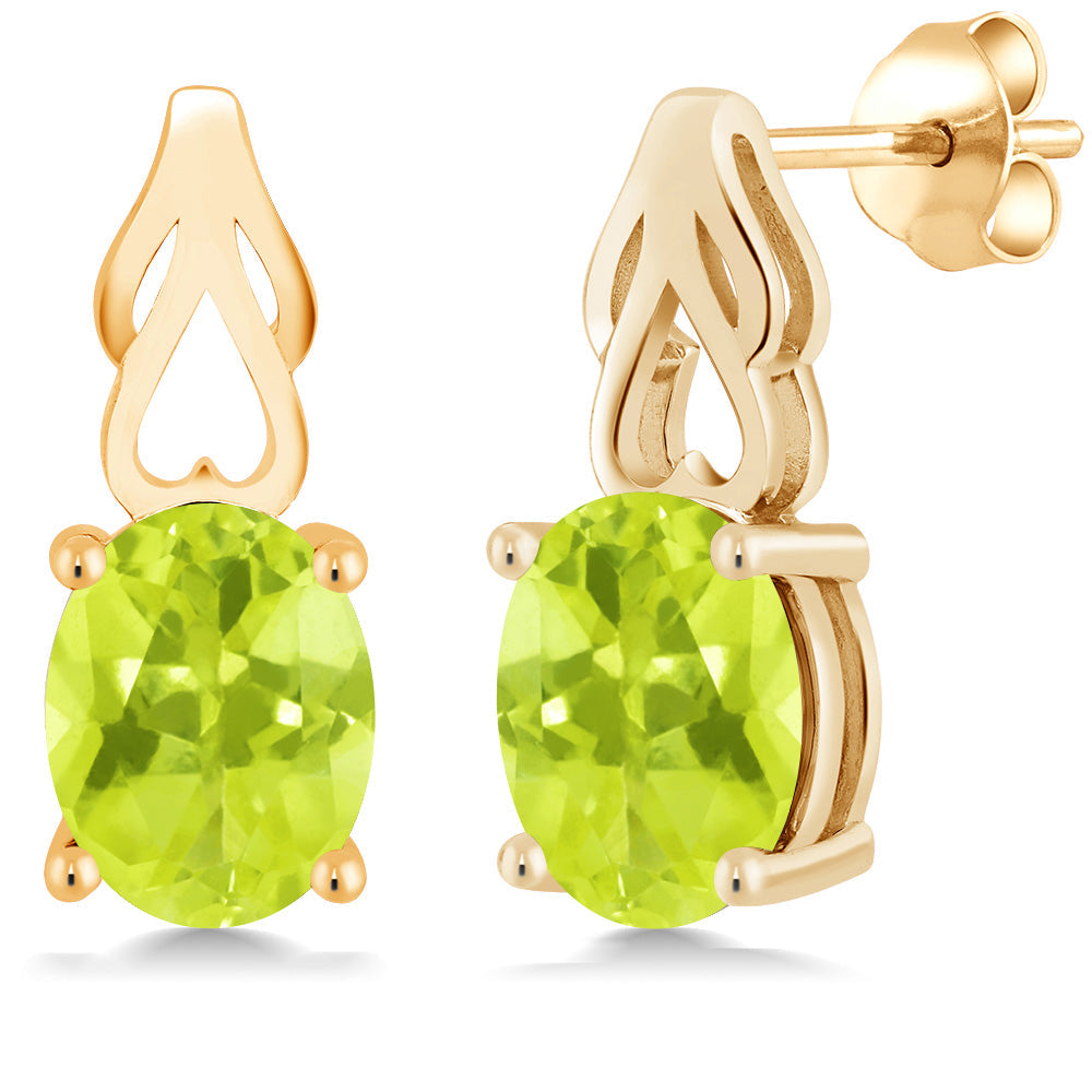 9X7MM Oval Gemstone Birthstone Drop Dangle Earrings For Women | 18K Yellow Gold Plated Silver | Fine Jewelry Gifts for Her Mom Women Wife