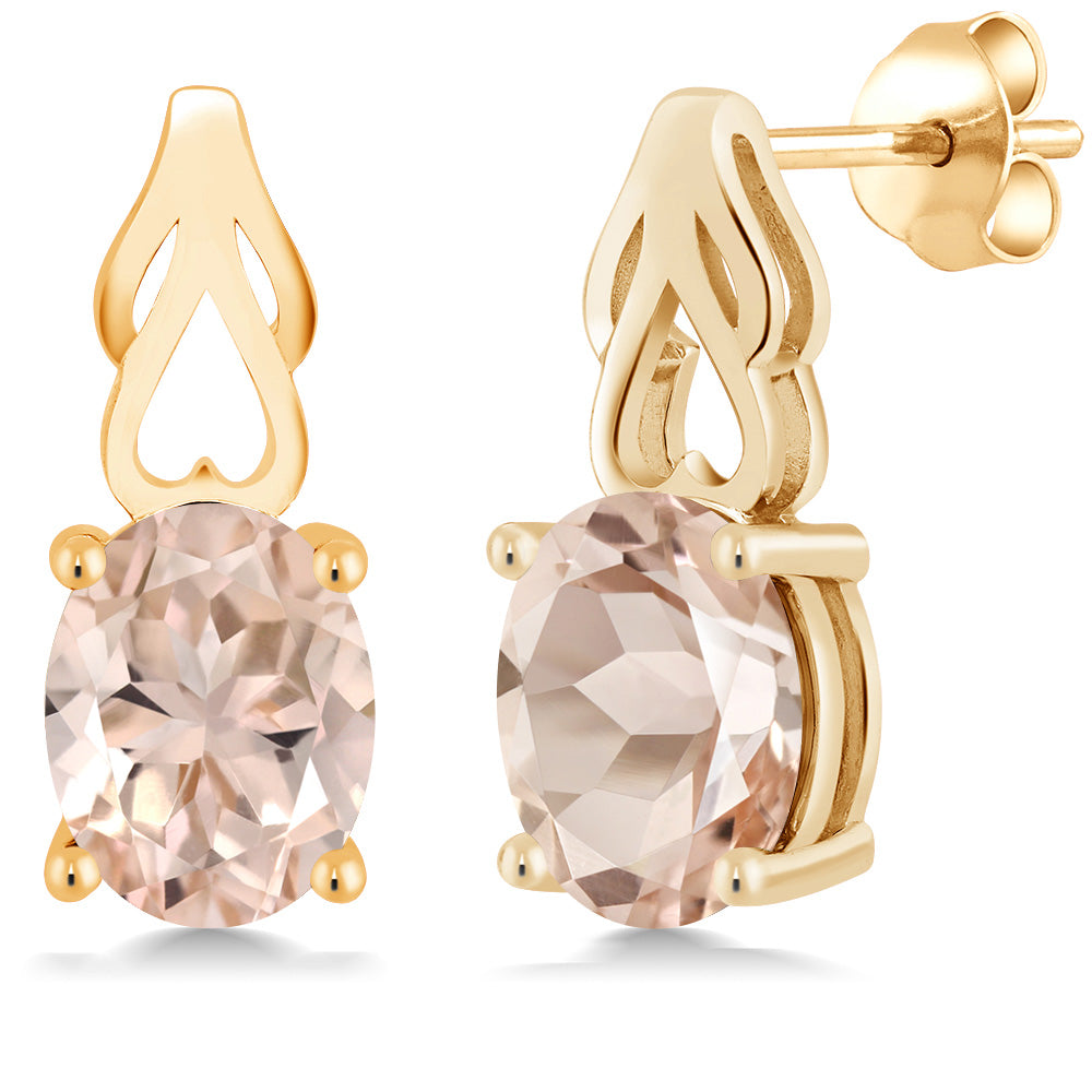 9X7MM Oval Gemstone Birthstone Drop Dangle Earrings For Women | 18K Yellow Gold Plated Silver | Fine Jewelry Gifts for Her Mom Women Wife