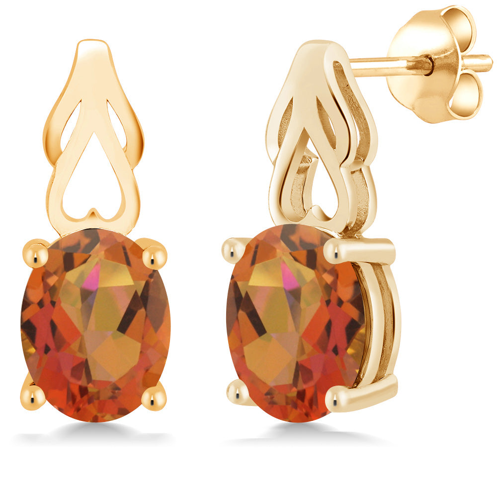 9X7MM Oval Gemstone Birthstone Drop Dangle Earrings For Women | 18K Yellow Gold Plated Silver | Fine Jewelry Gifts for Her Mom Women Wife