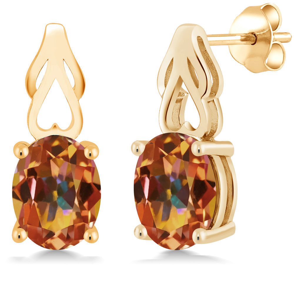 9X7MM Oval Gemstone Birthstone Drop Dangle Earrings For Women | 18K Yellow Gold Plated Silver | Fine Jewelry Gifts for Her Mom Women Wife