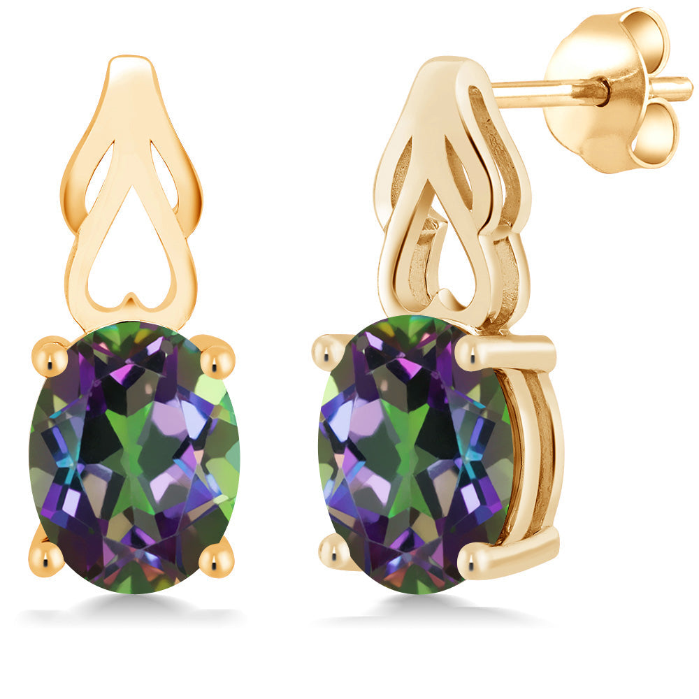 9X7MM Oval Gemstone Birthstone Drop Dangle Earrings For Women | 18K Yellow Gold Plated Silver | Fine Jewelry Gifts for Her Mom Women Wife