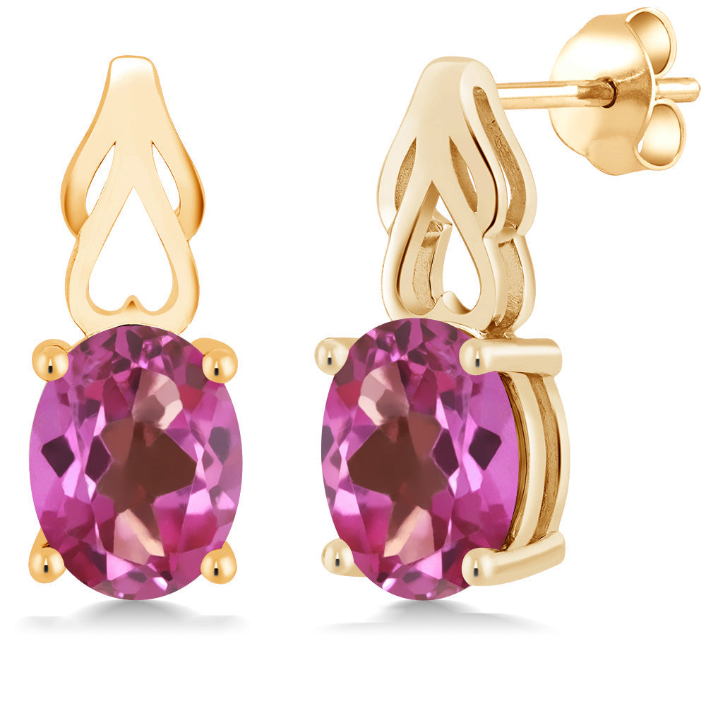 9X7MM Oval Gemstone Birthstone Drop Dangle Earrings For Women | 18K Yellow Gold Plated Silver | Fine Jewelry Gifts for Her Mom Women Wife